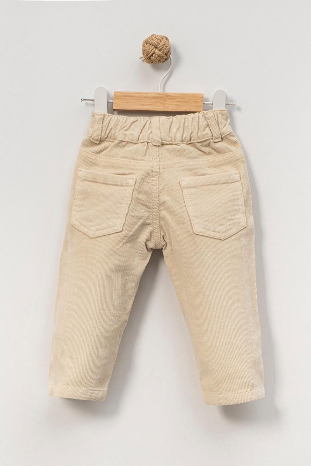 1-4 Yaş Erkek Çocuk Bej Fitilli Kadife Pantolon