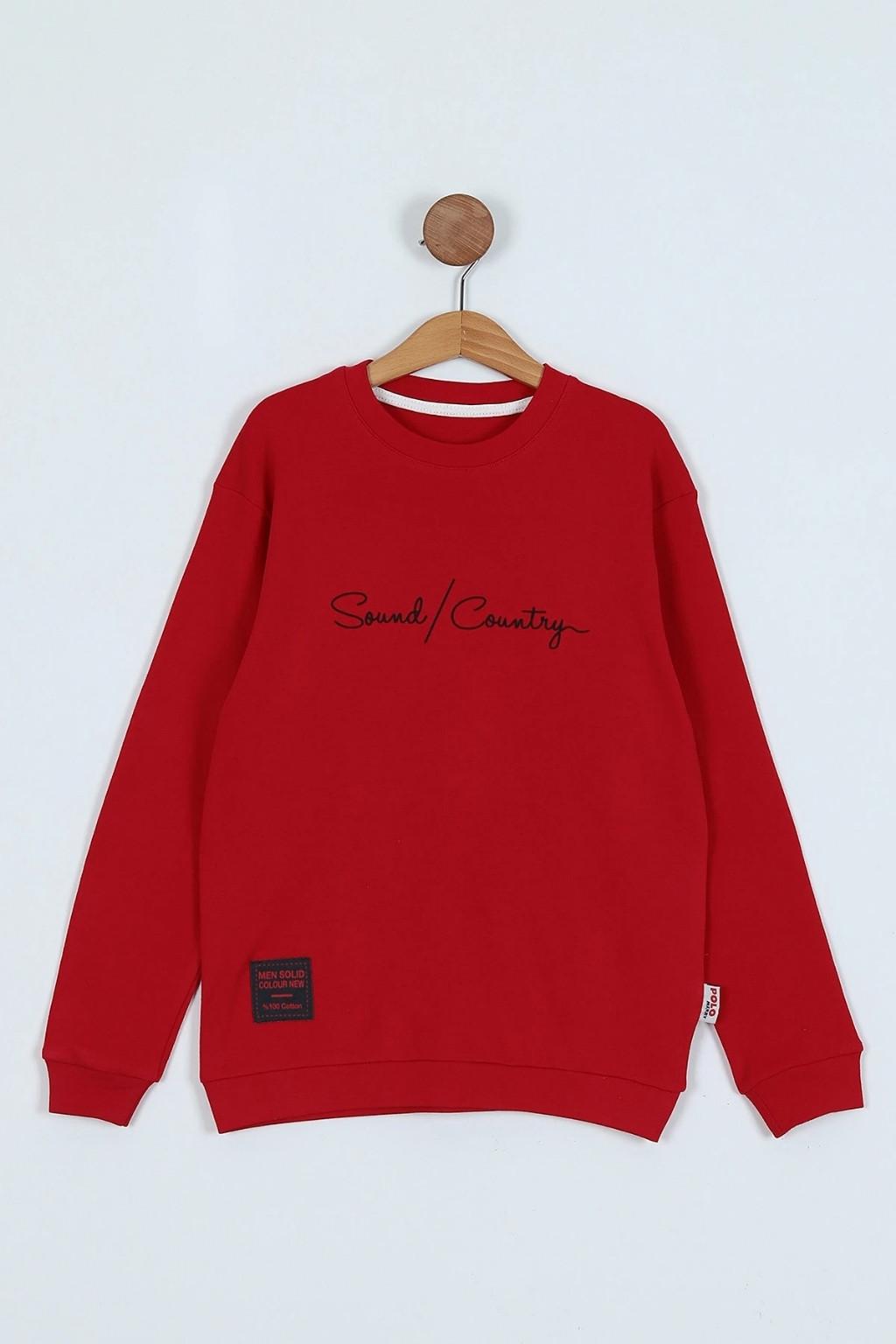 5-8 Yaş Erkek Çocuk Kırmızı Baskılı Sweatshirt