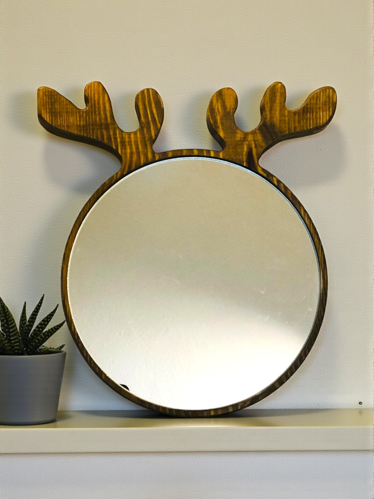 Ren Geyiği Ayna - Ceviz Rengi Ayna - Geyik Desenli Ayna - Ayna