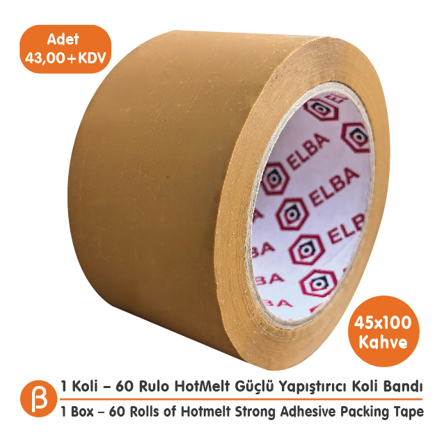 Elba 1 KOLİ (60 ADET) 60x100 Kahve (Taba) HotMelt Koli Bandı