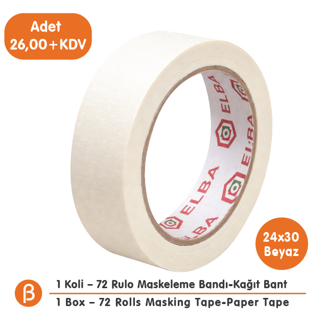 Elba 24x30 Maskeleme Bandı (1 Koli – 72 Adet) | Toptan Maskeleme Bandı