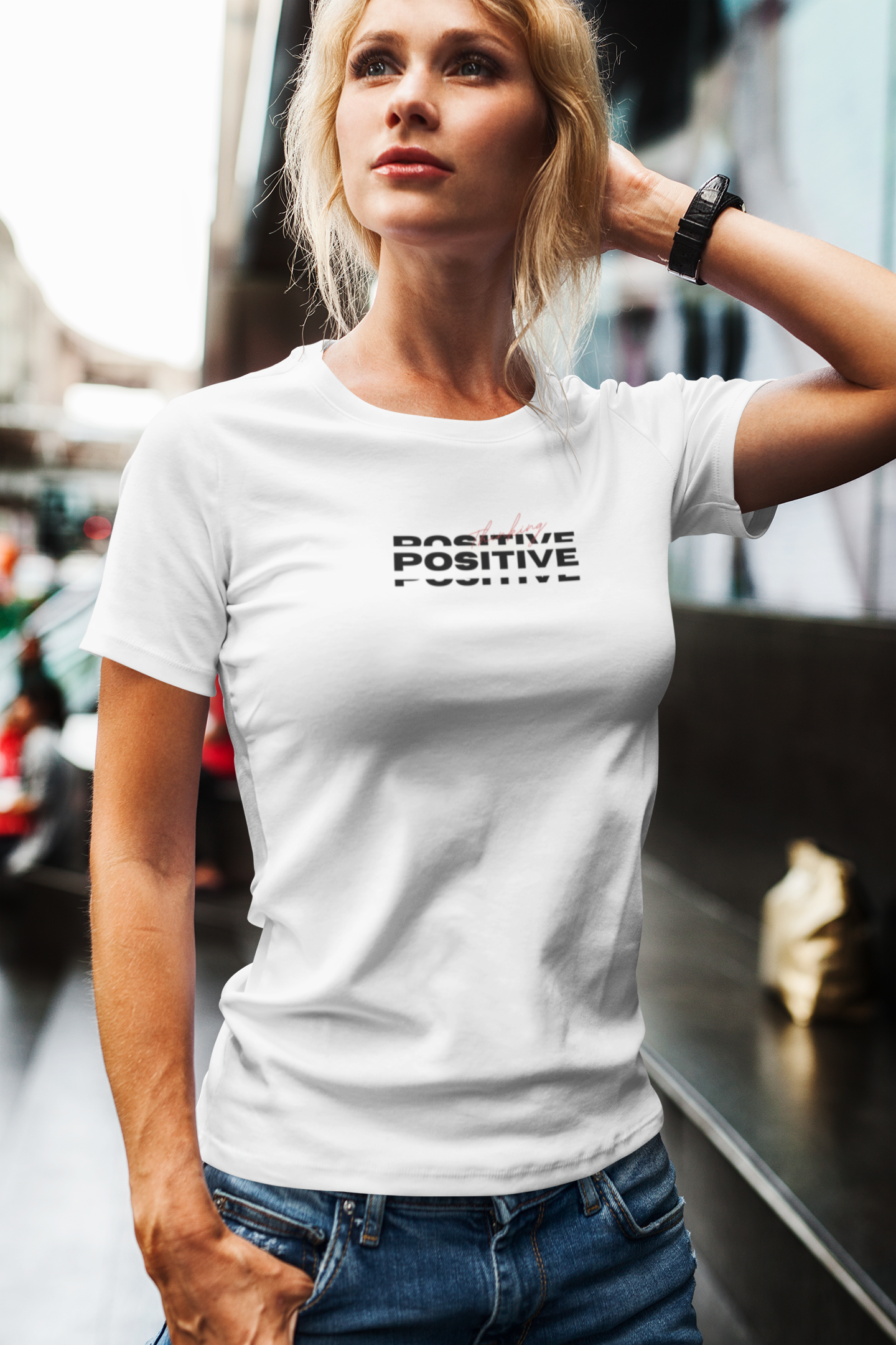 Beyaz Positive Basklı Tişört / LES MINORIA