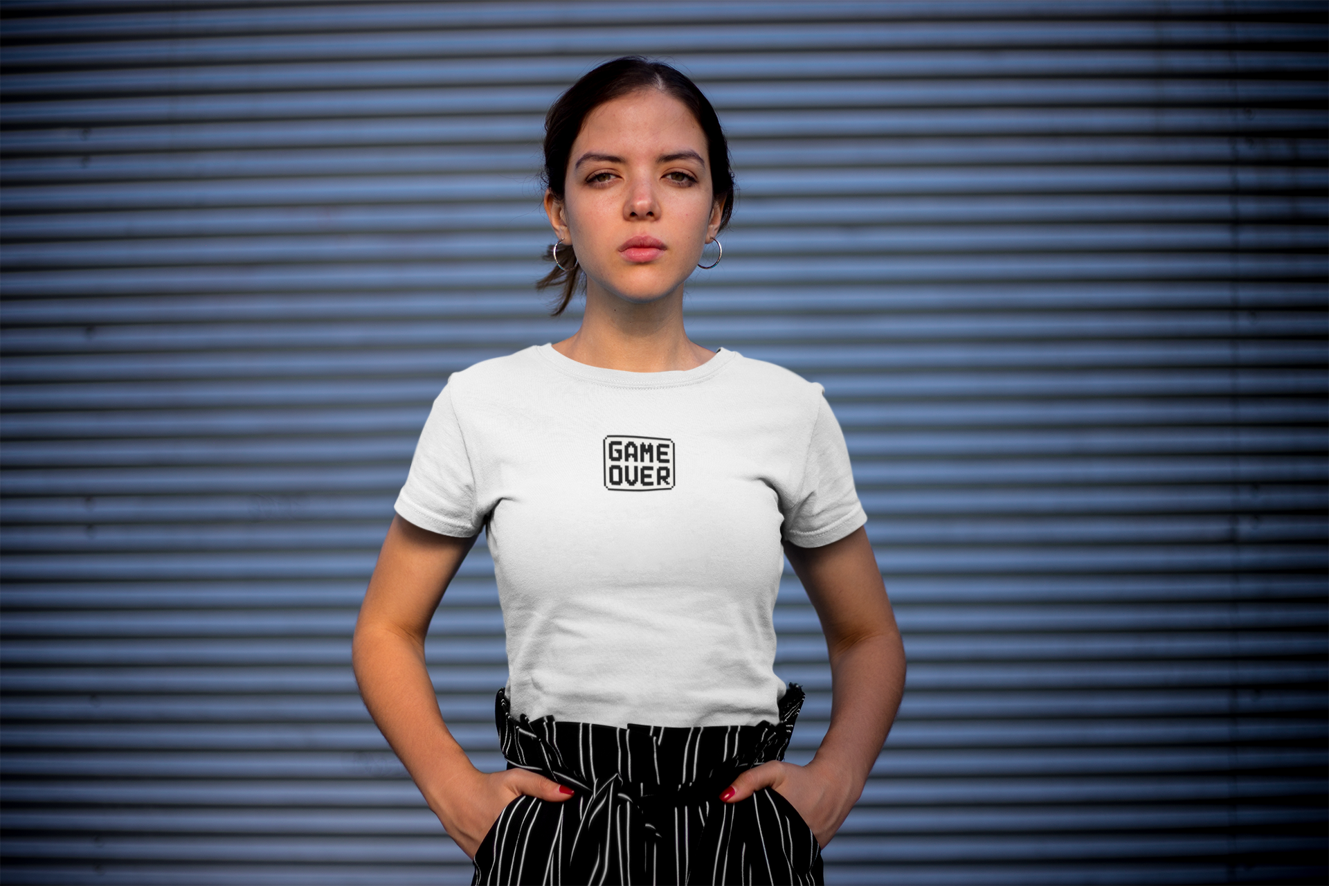 Beyaz Game Over Basklı Tişört / LES MINORIA