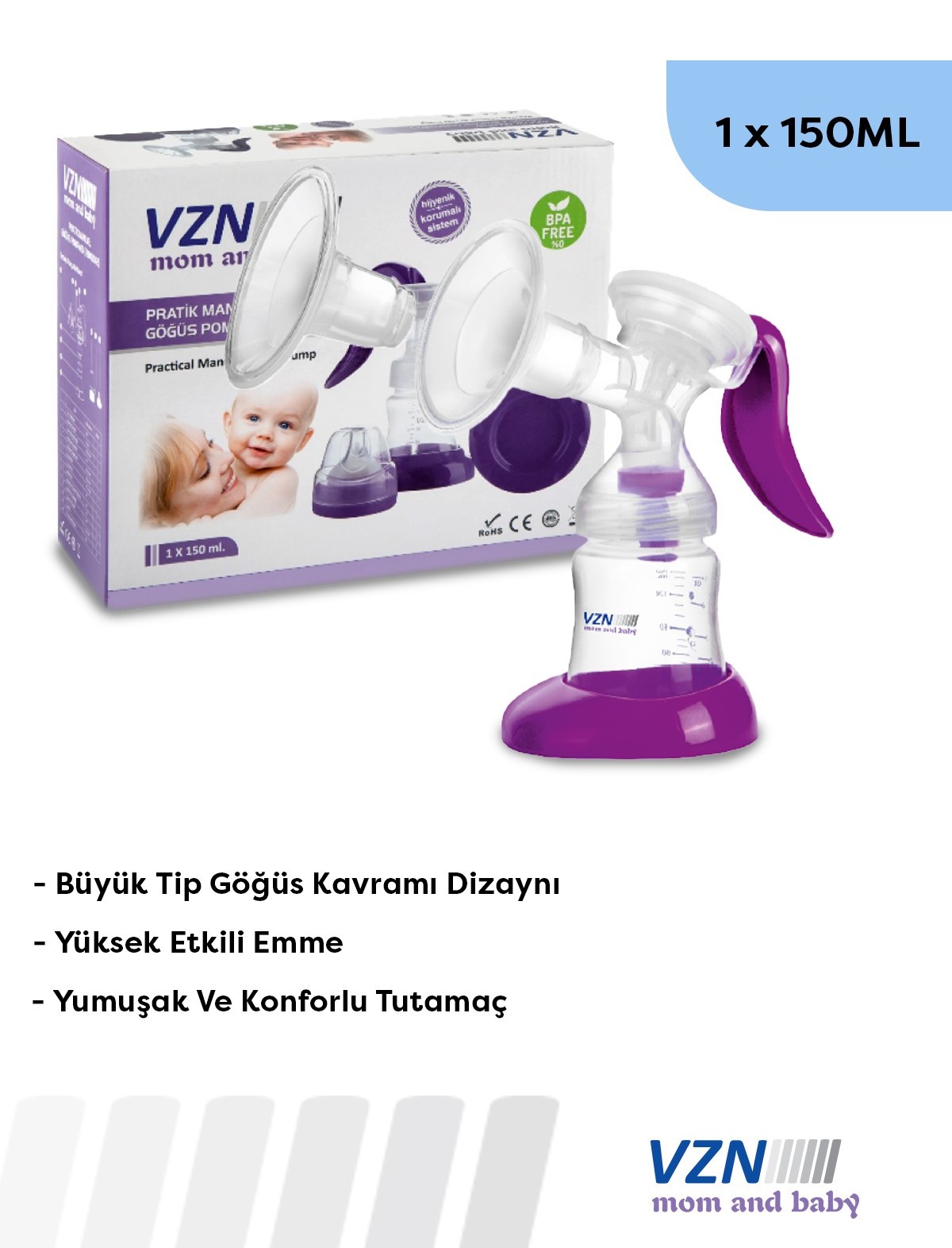 VZN RBX-8012 Manuel Göğüs Süt Pompası | Konforlu ve Hijyenik