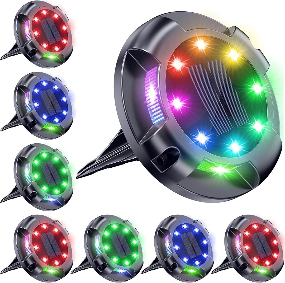 Güneş Enerjili 8+4 LED'li Bahçe Çimine Balkon Yol üstüne Kazıklı Dekor Aydınlatma Işık