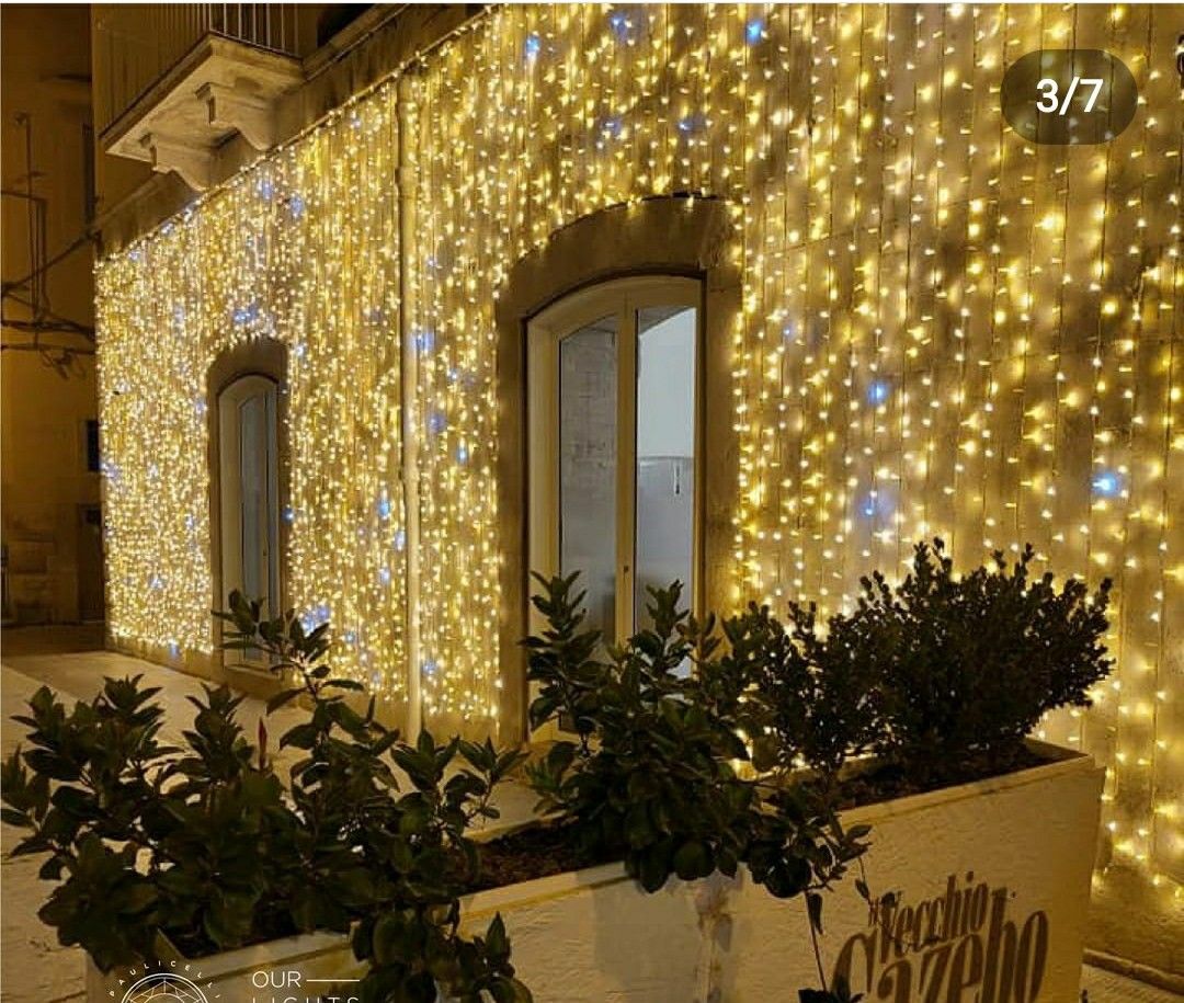 Dış Mekan IP65 Perde Led 2x1 Mt Gün Işığı 200 Led Çakarlı/Flaşlı Beyaz Kablo Ekleme Fişli Aydınlatma Işık