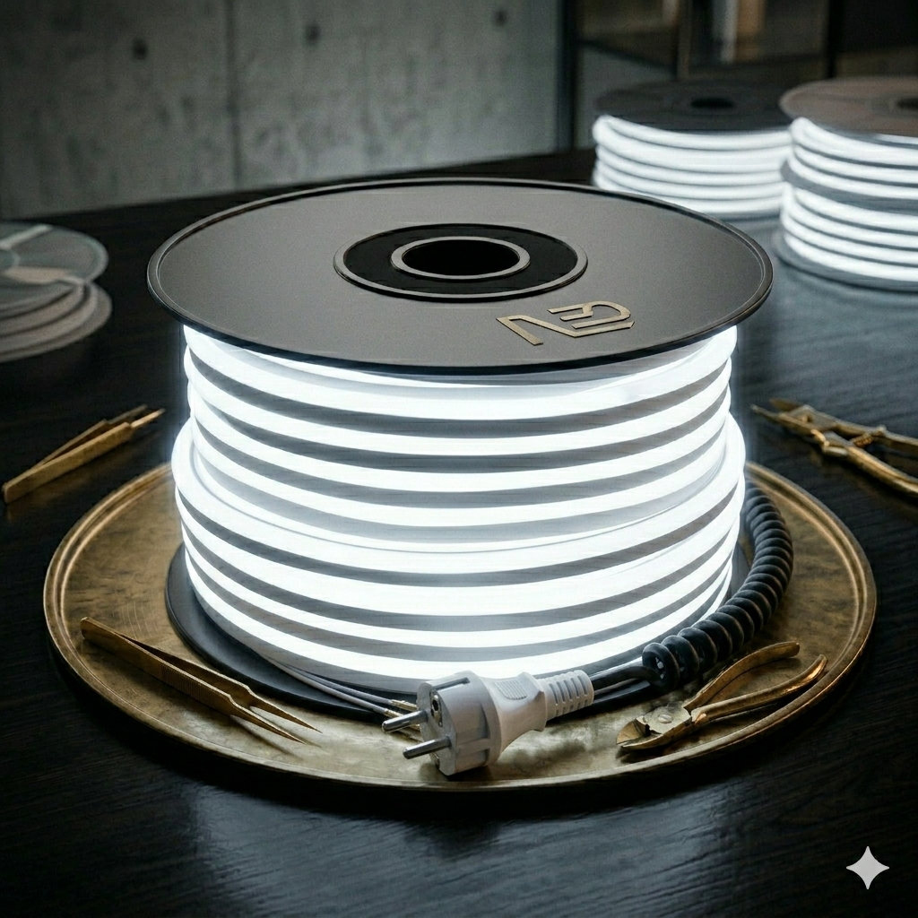 220 Volt Neon Led Beyaz 7x15mm Dış Mekan IP65 (Fişi unutmayın)