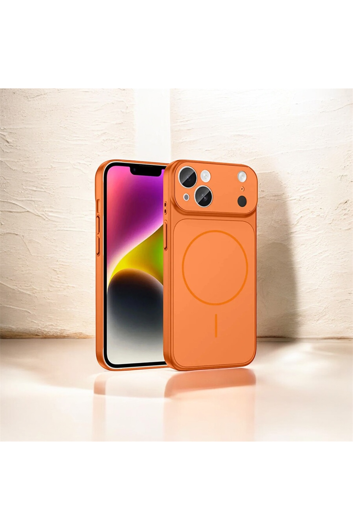 iPhone 13 iPhone 17 Görünümlü Dönüştürücü Kılıf – Yeni Nesil Kamera Tasarımlı TURUNCU