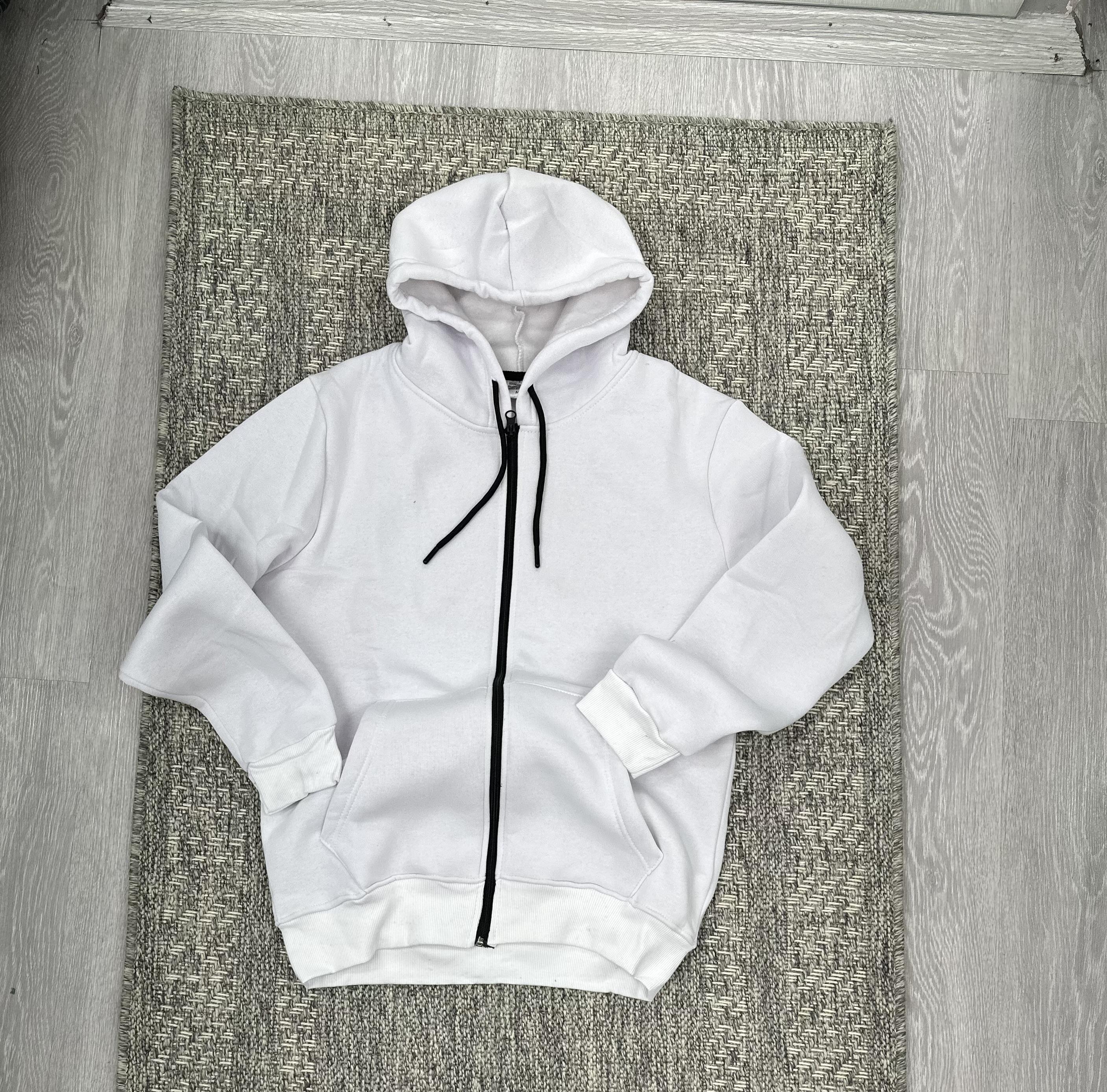 Kapüşonlu hırka beyaz