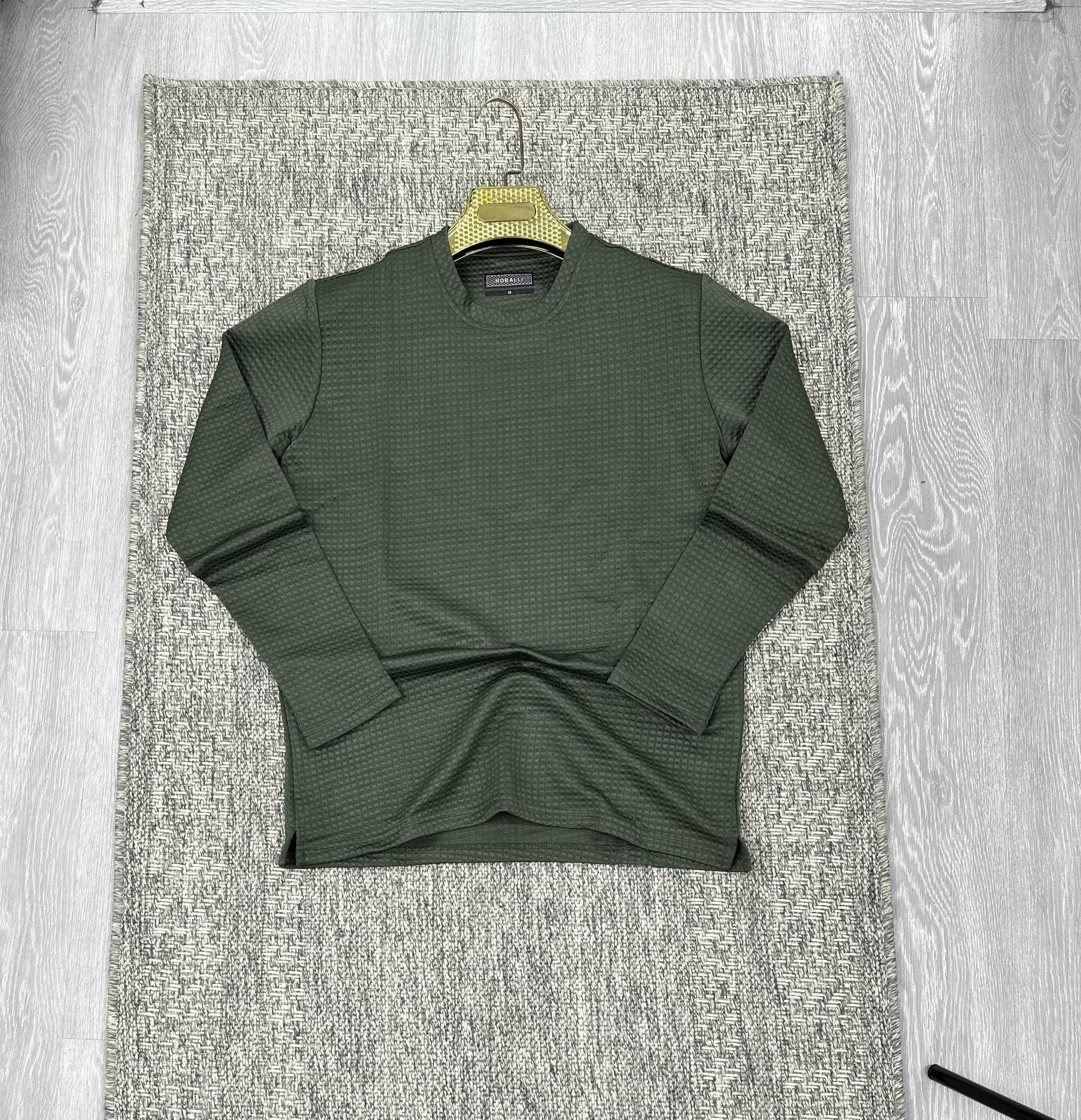 Bisiklet yaka sweatshirt haki (kod 1092)