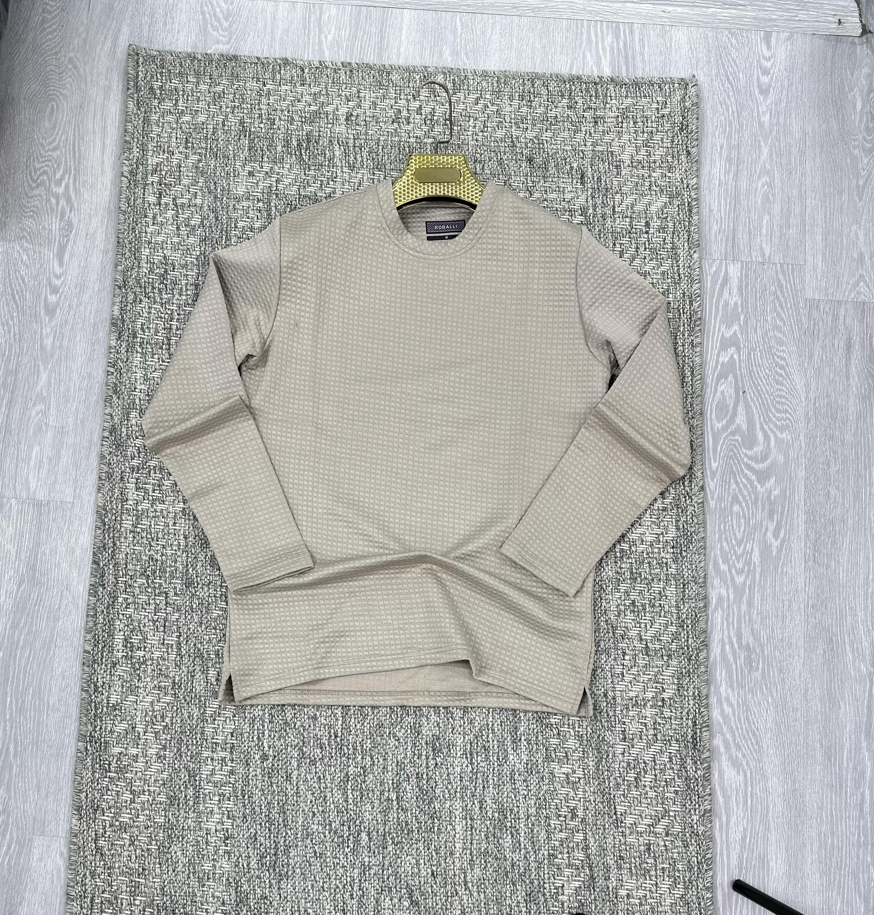 Bisiklet yaka sweatshirt bej (kod 1092)