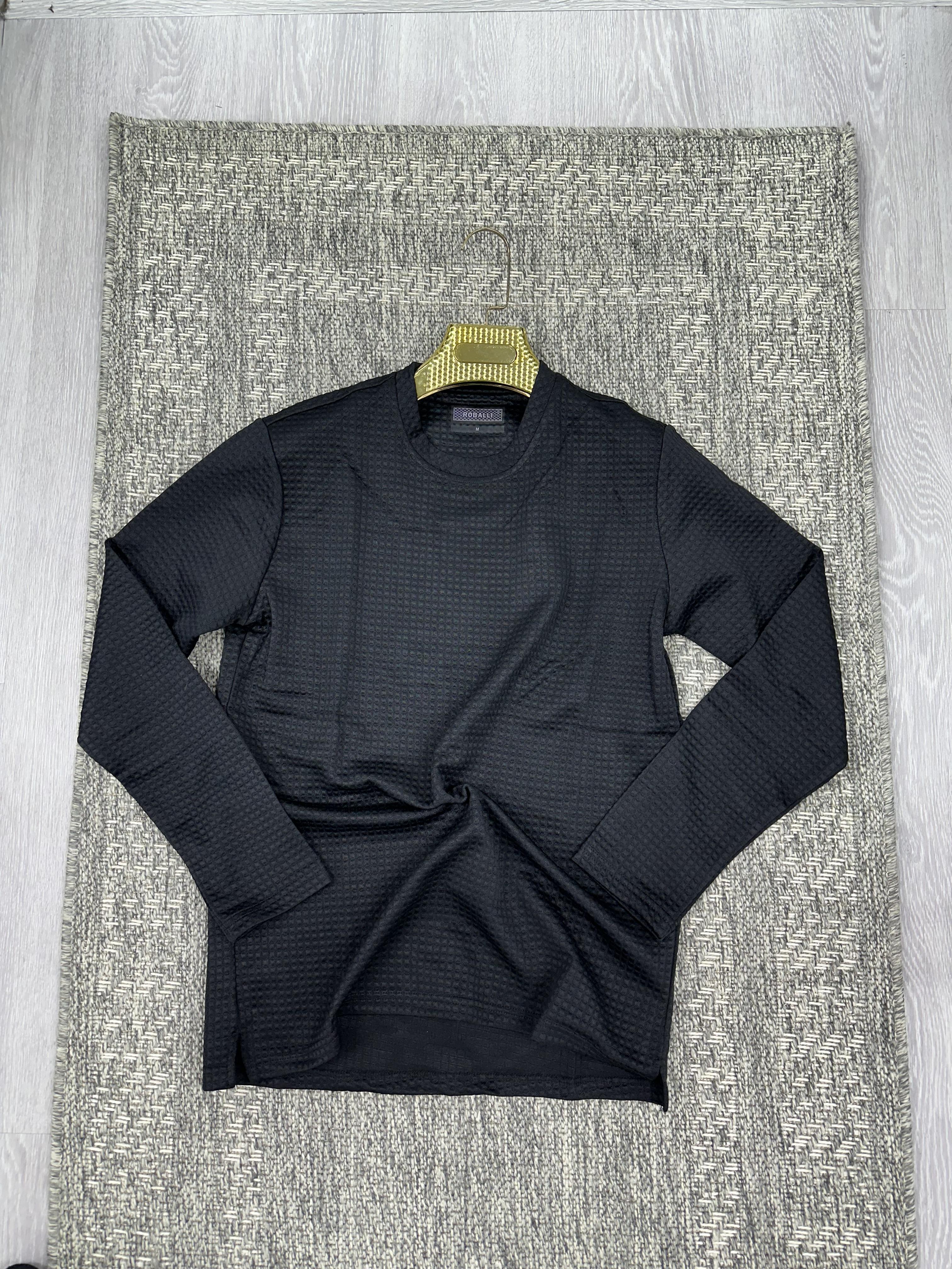 Bisiklet yaka sweatshirt siyah (kod 1092)