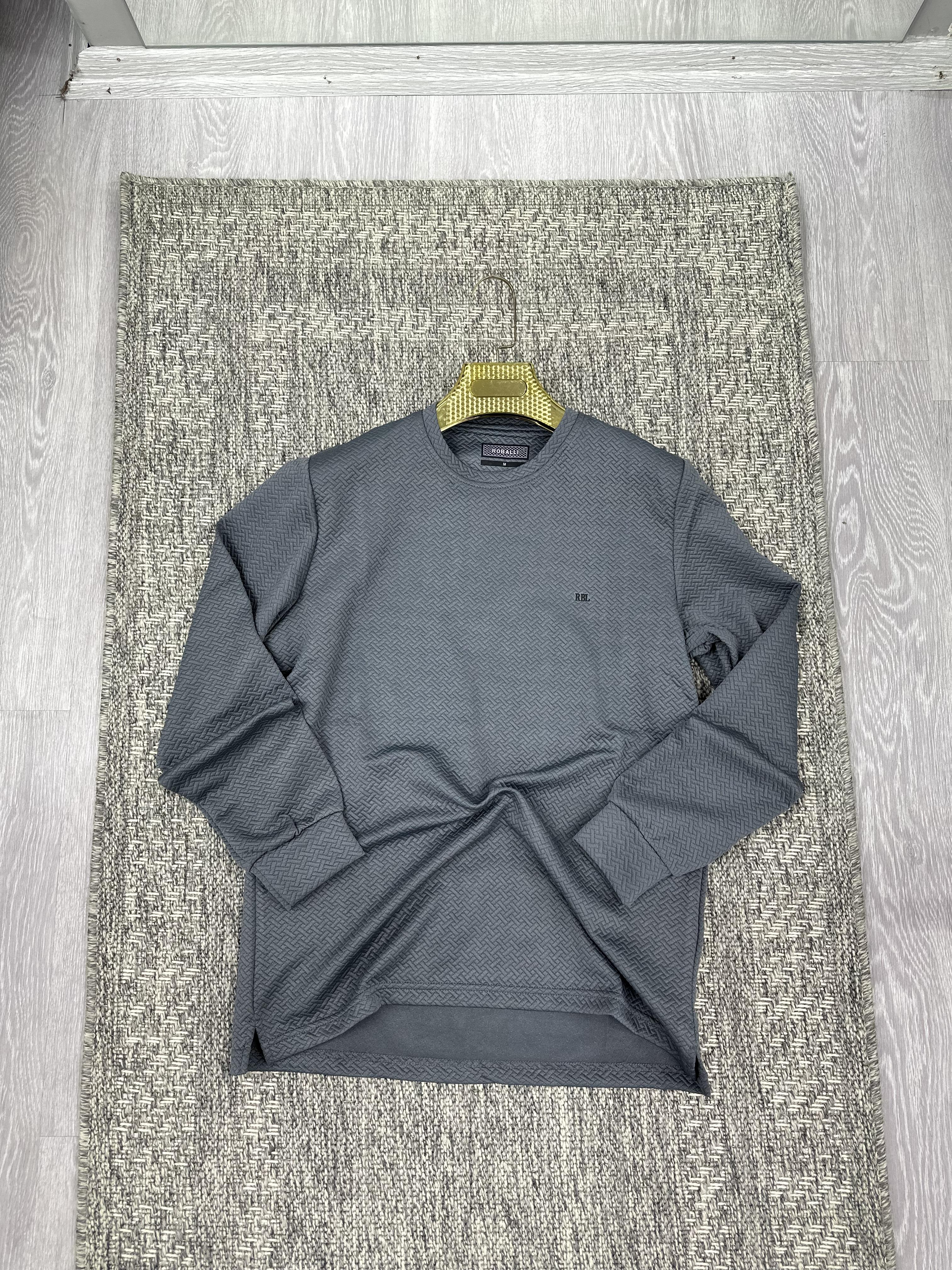 Bisiklet yaka sweatshirt füme (kod 1071)