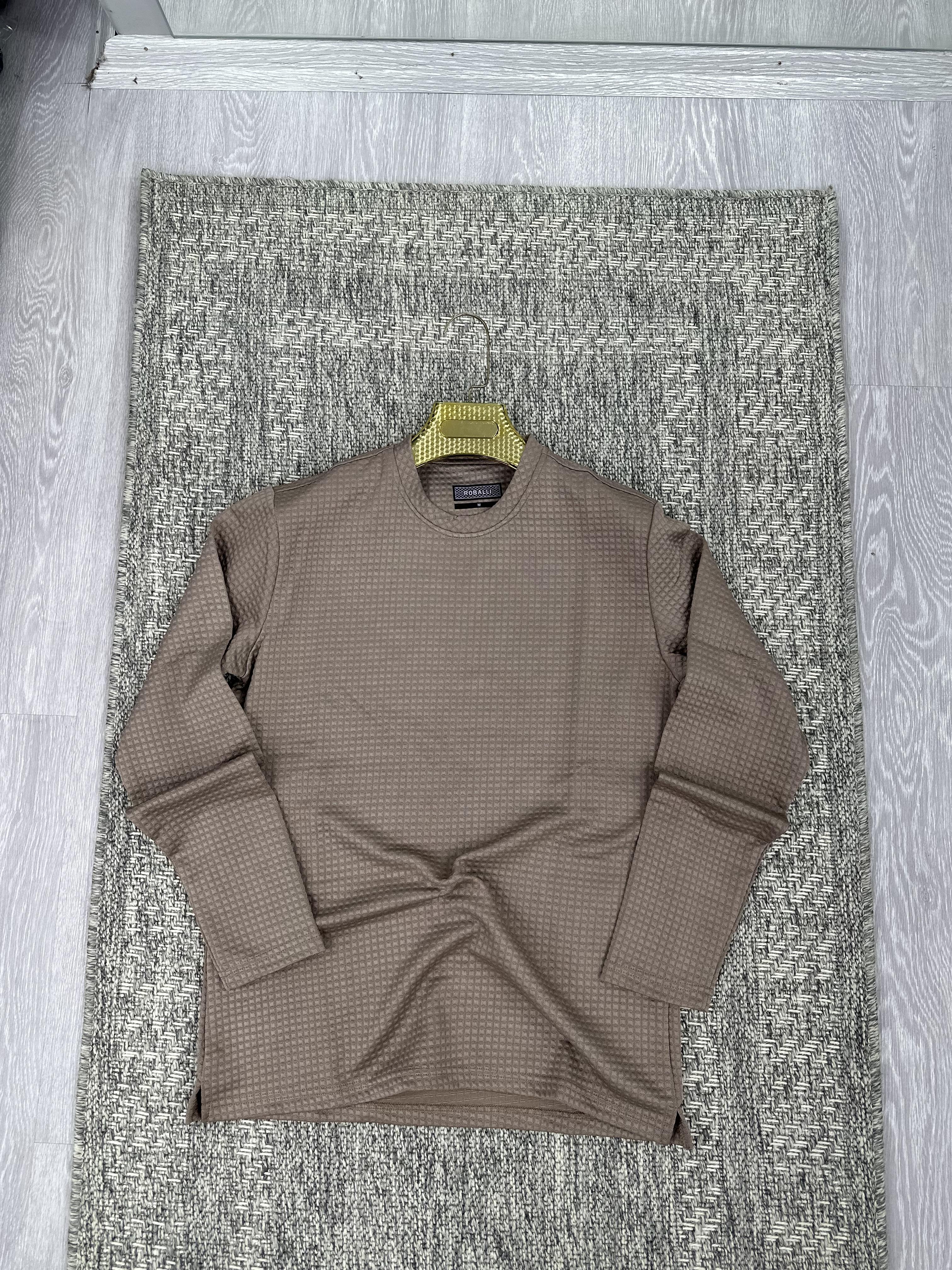 Bisiklet yaka sweatshirt vizon (kod 1092)