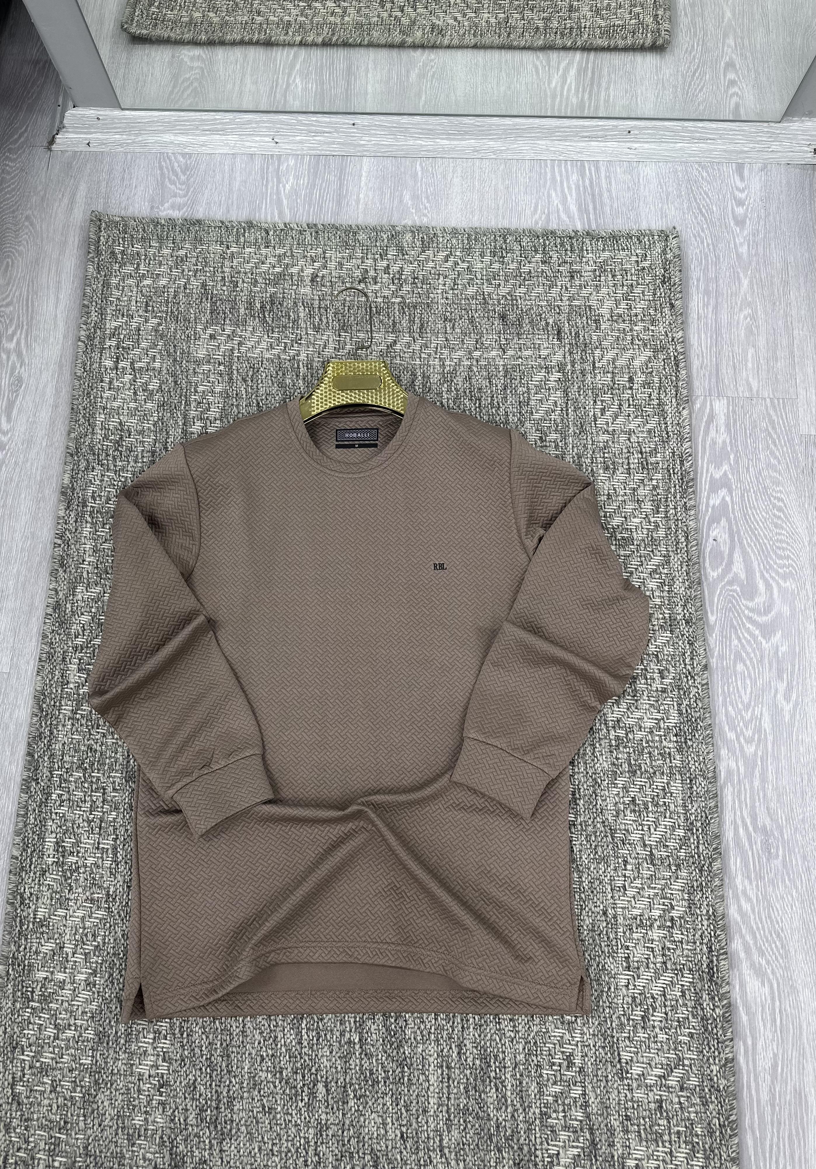 Bisiklet yaka sweatshirt vizon (kod 1071)