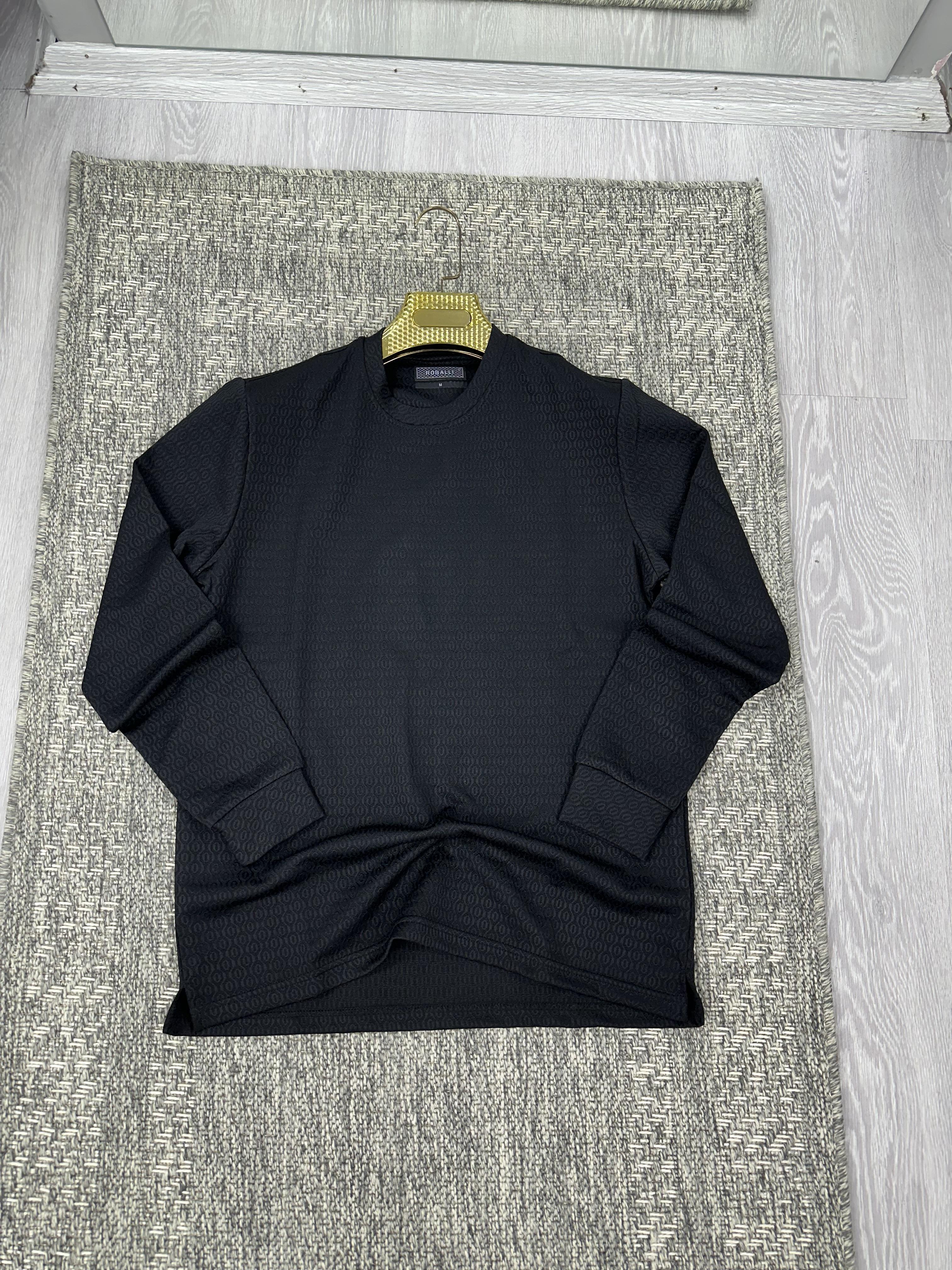 Bisiklet yaka sweatshirt siyah (kod 1086)