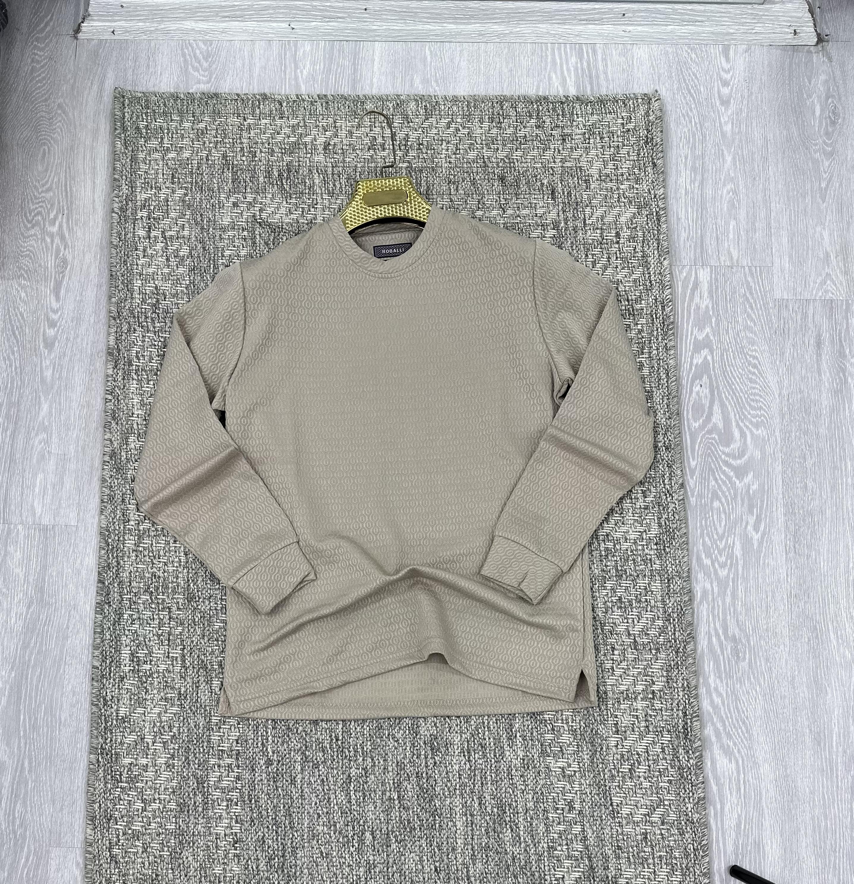 Bisiklet yaka sweatshirt bej (kod 1086)