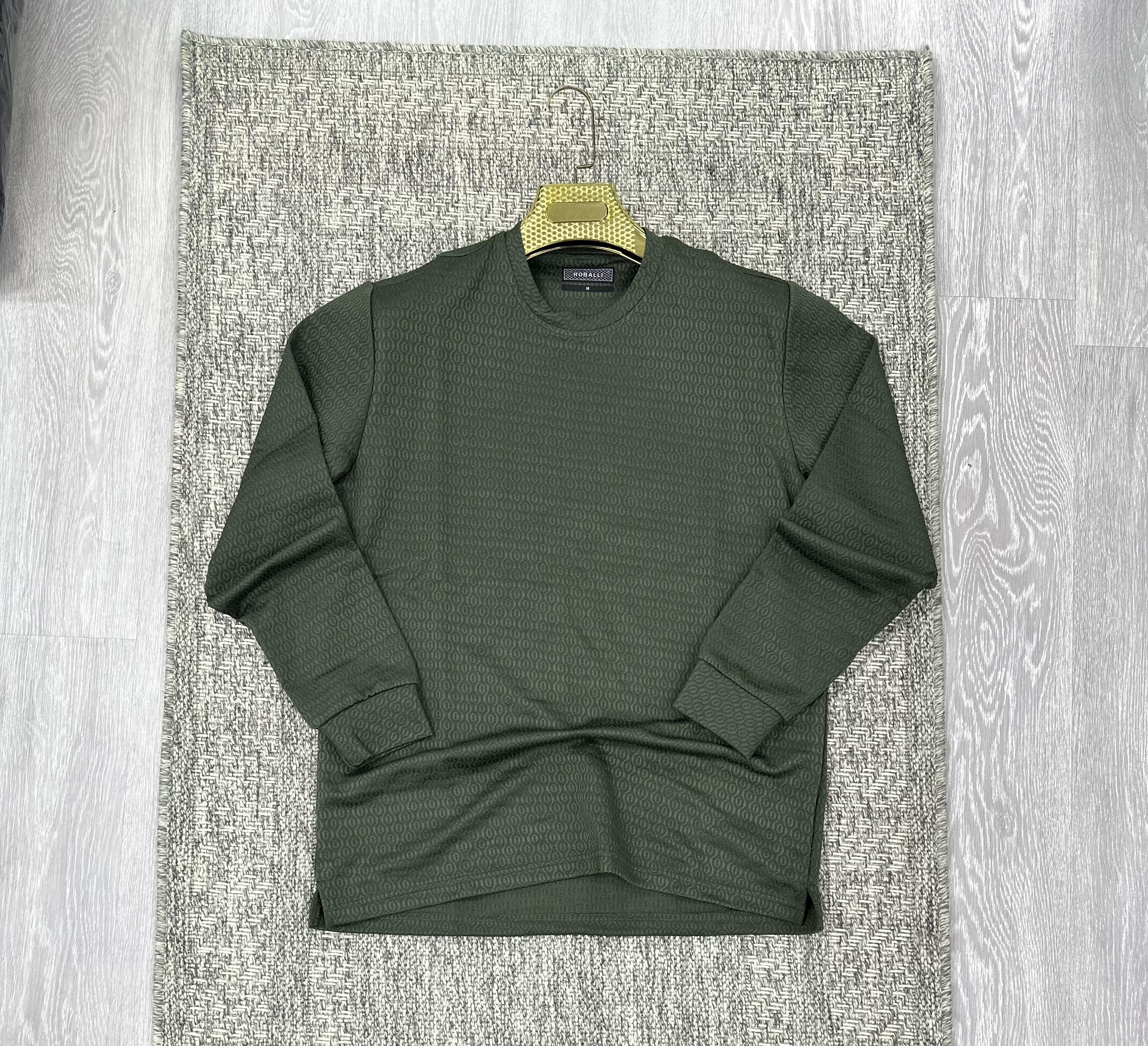 Bisiklet yaka sweatshirt haki (kod 1071)