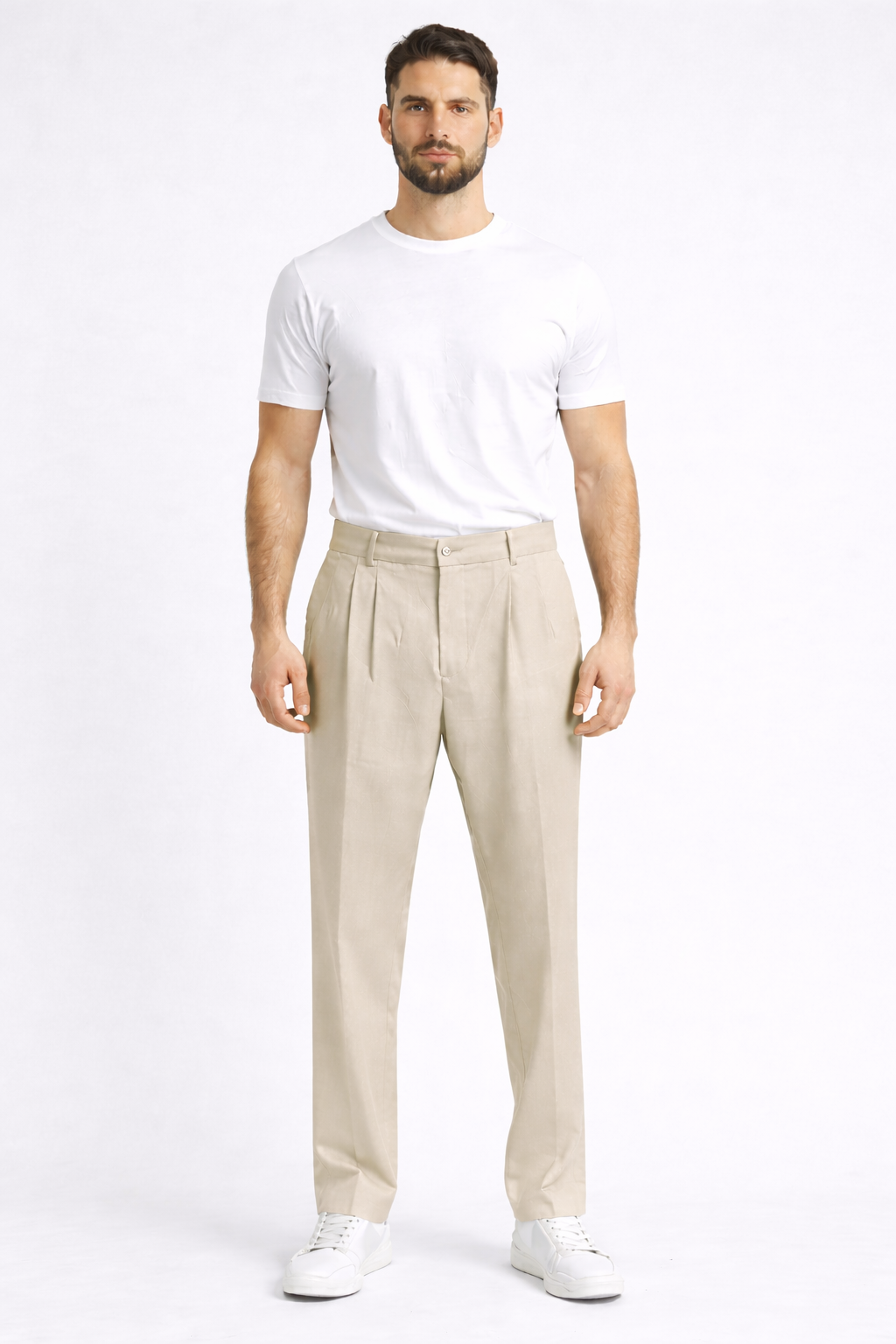 Baggy kumaş pantolon Bej