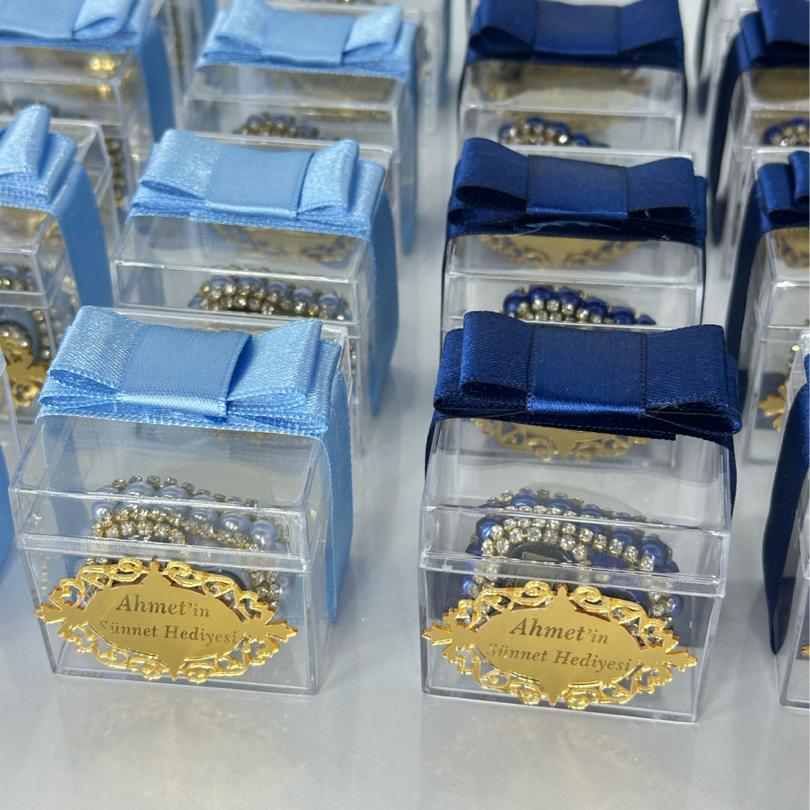 Hediye kutusunda taşlı zikirmatik kutu süslemeli