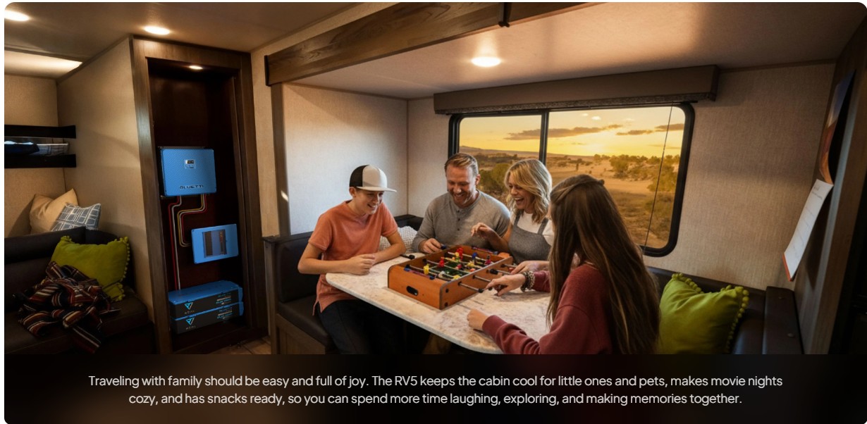 Full-time karavanda 48V LiFePO4 batarya ve 230V inverter ile çalışan buzdolabı ve mutfak enerji sistemi