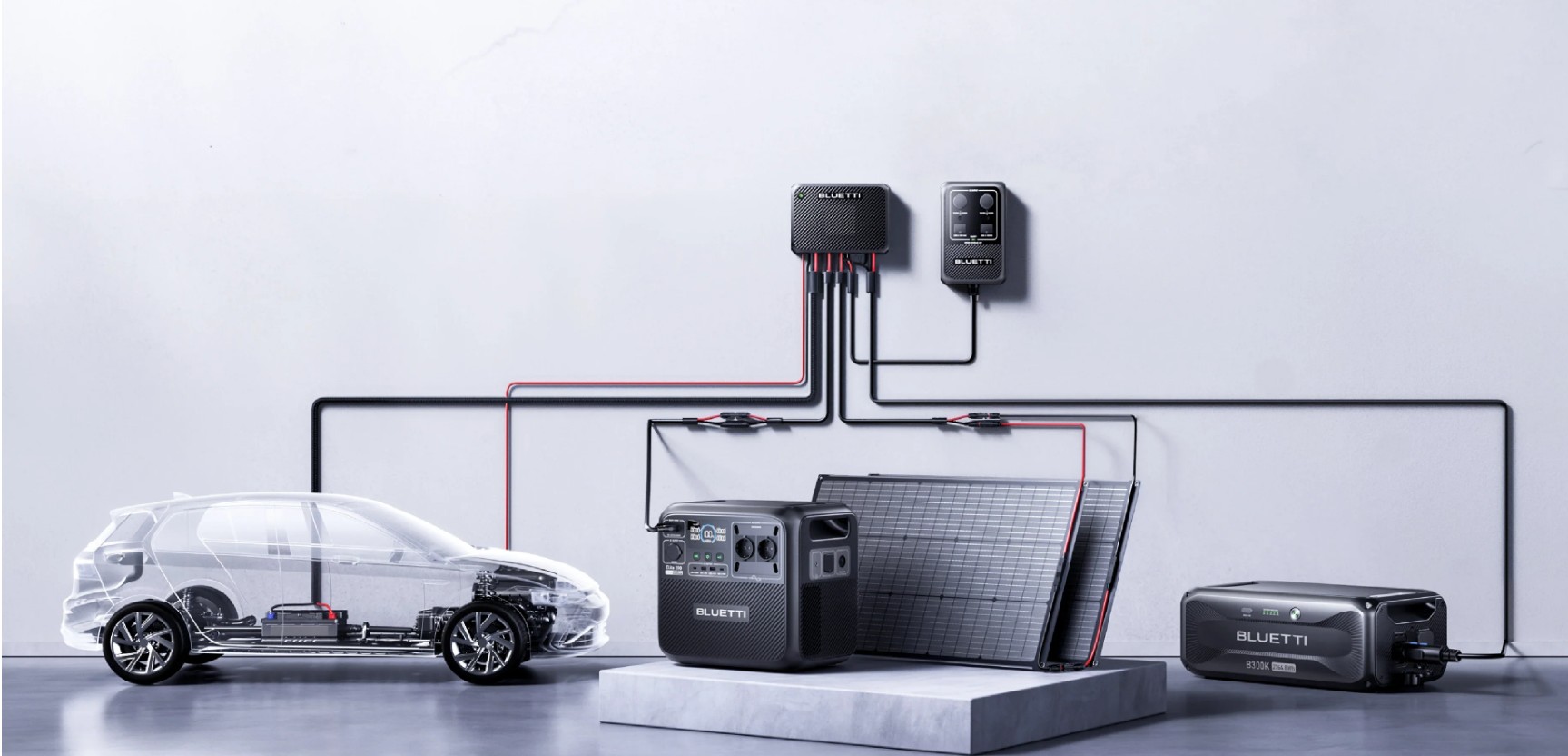 Bluetti Charger 2 1200W DC-DC şarj cihazı kutu içeriği ve bağlantı kabloları