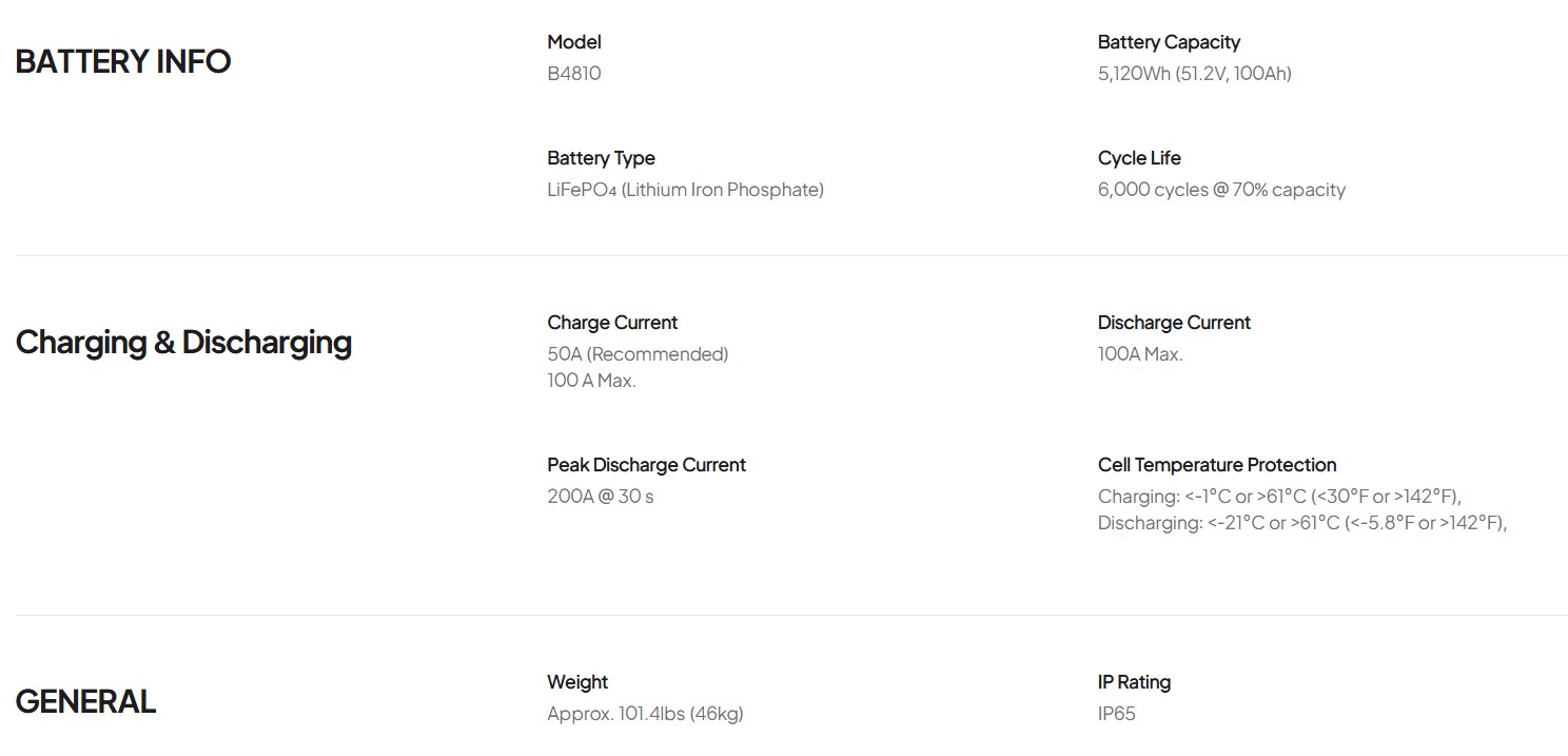 Bluetti B4810 48V LiFePO4 enerji depolama sistemi