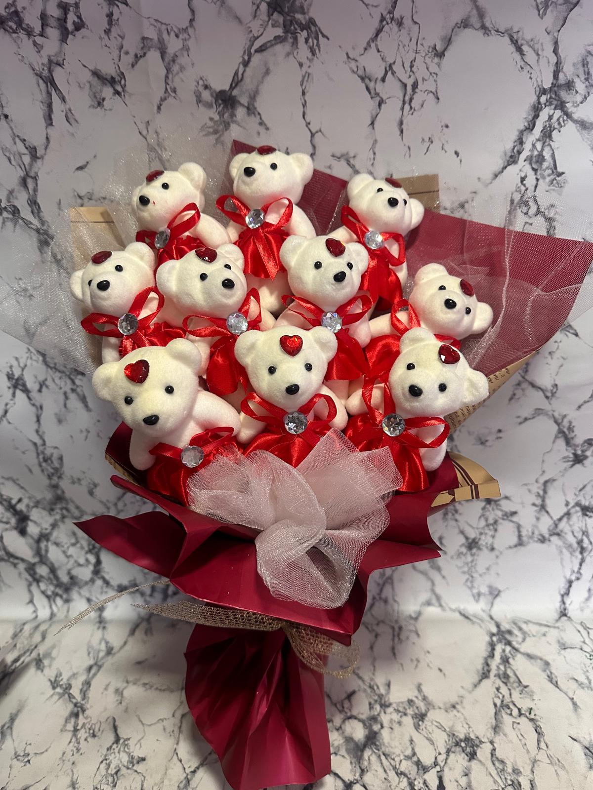 10'lu kırmızı ayıcık buketi