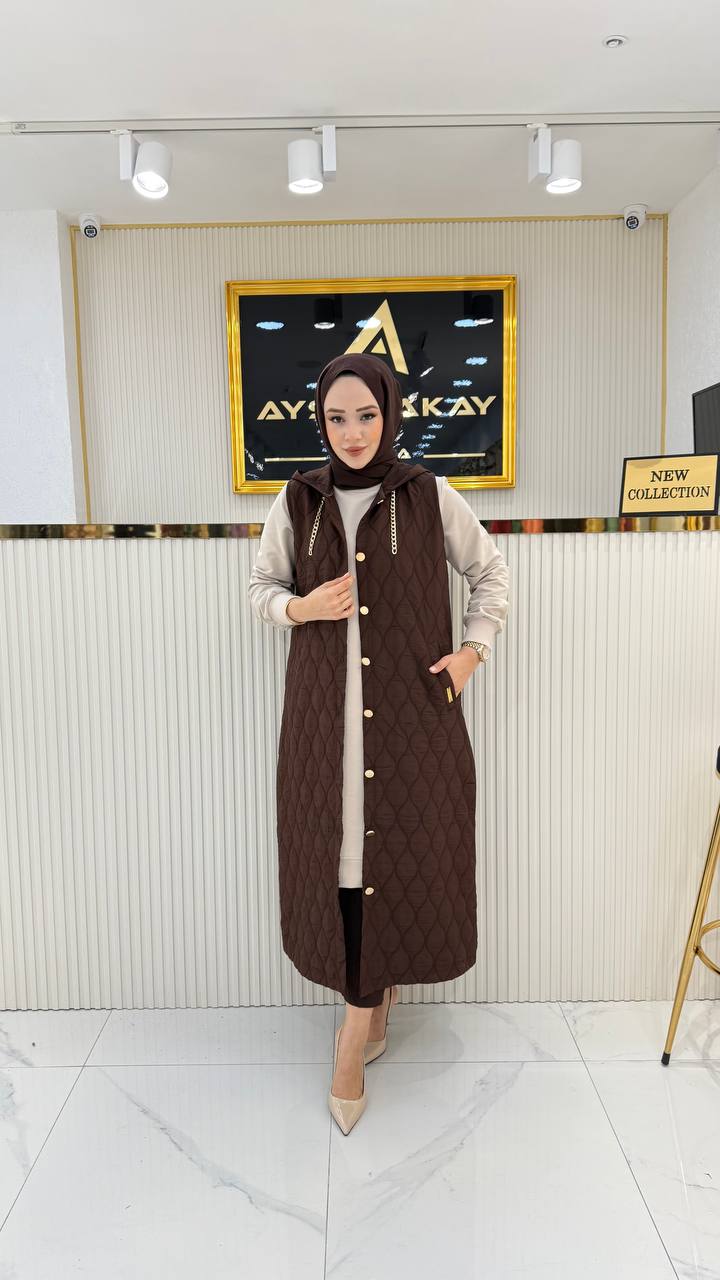 AYŞE AKAY ASTARSIZ KAPİTONE YELEK KAHVERENGİ