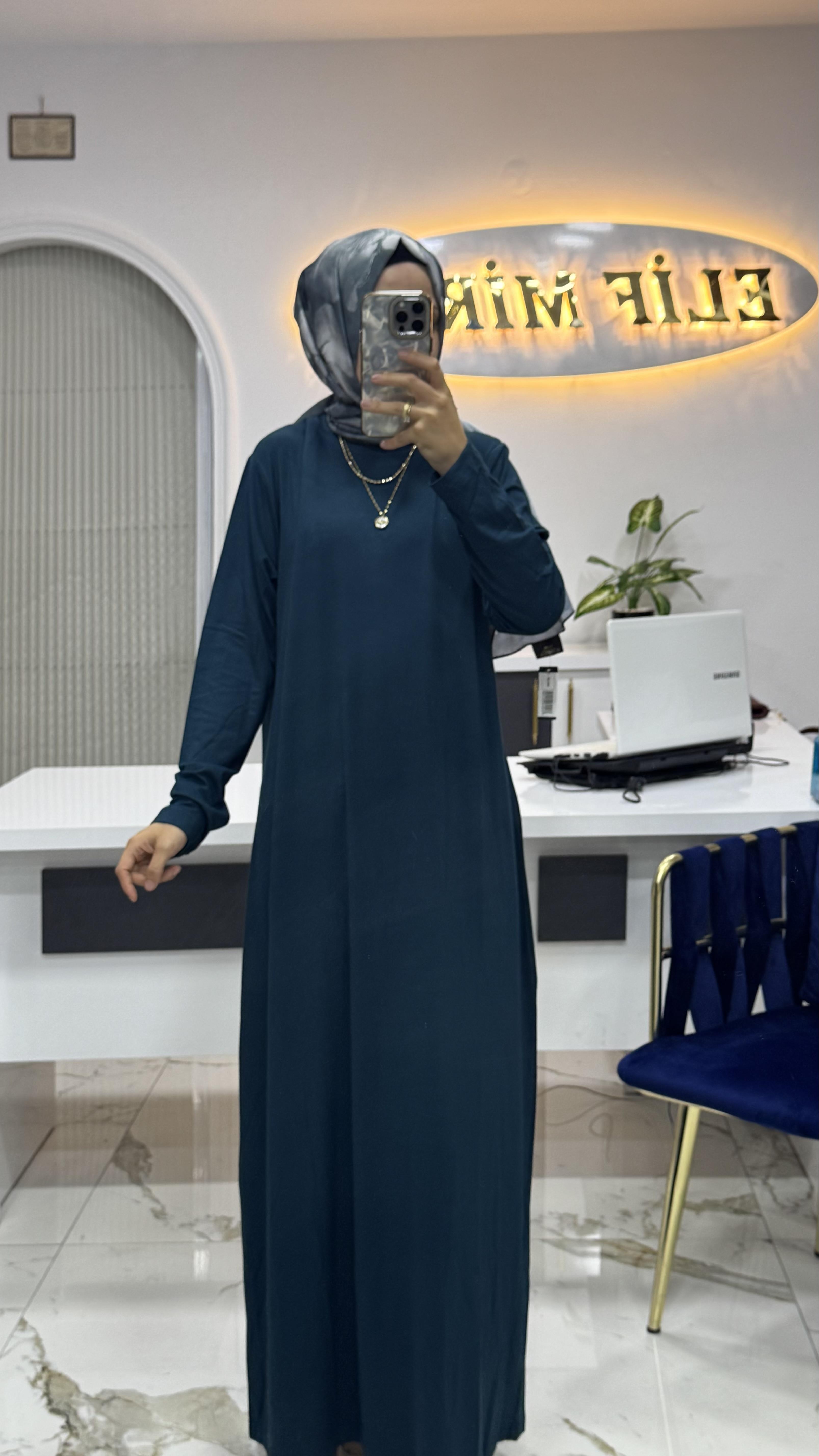 AYŞE AKAY PENYE ELBİSE PETROL YEŞİL