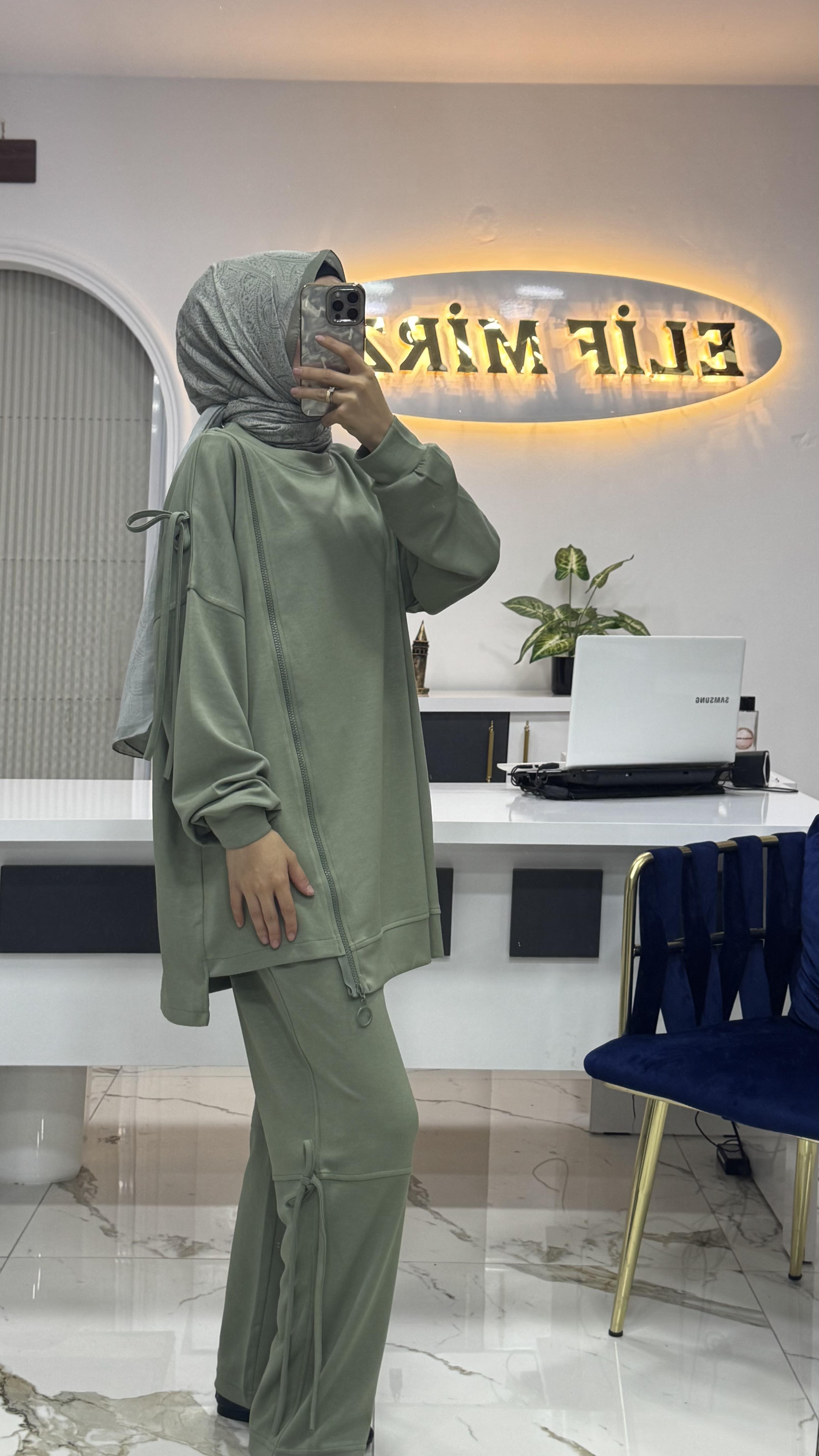 FERMUAR DETAYLI OYSHO TAKIM MİNT YEŞİLİ