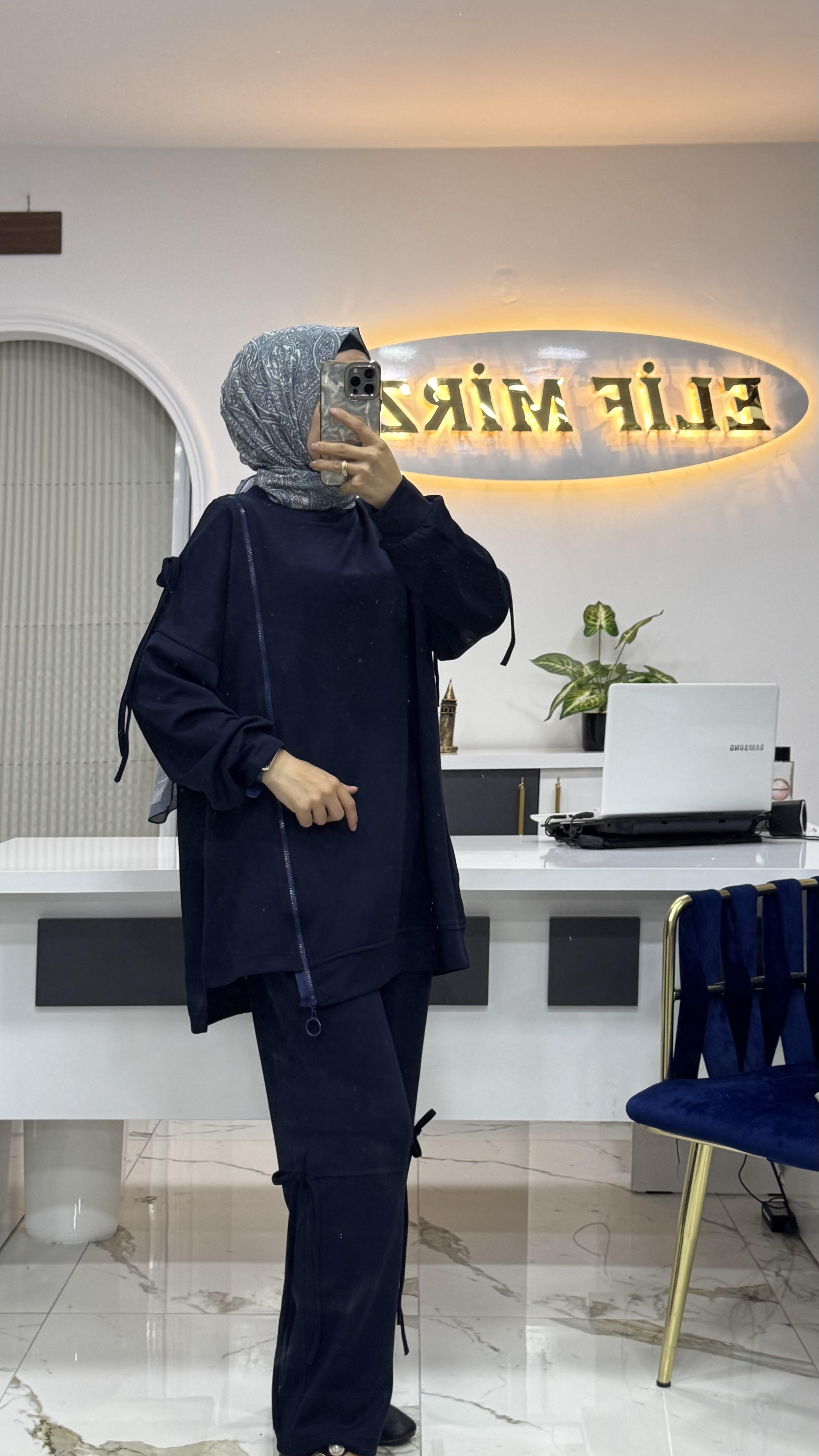 FERMUAR DETAYLI OYSHO TAKIM LACİVERT