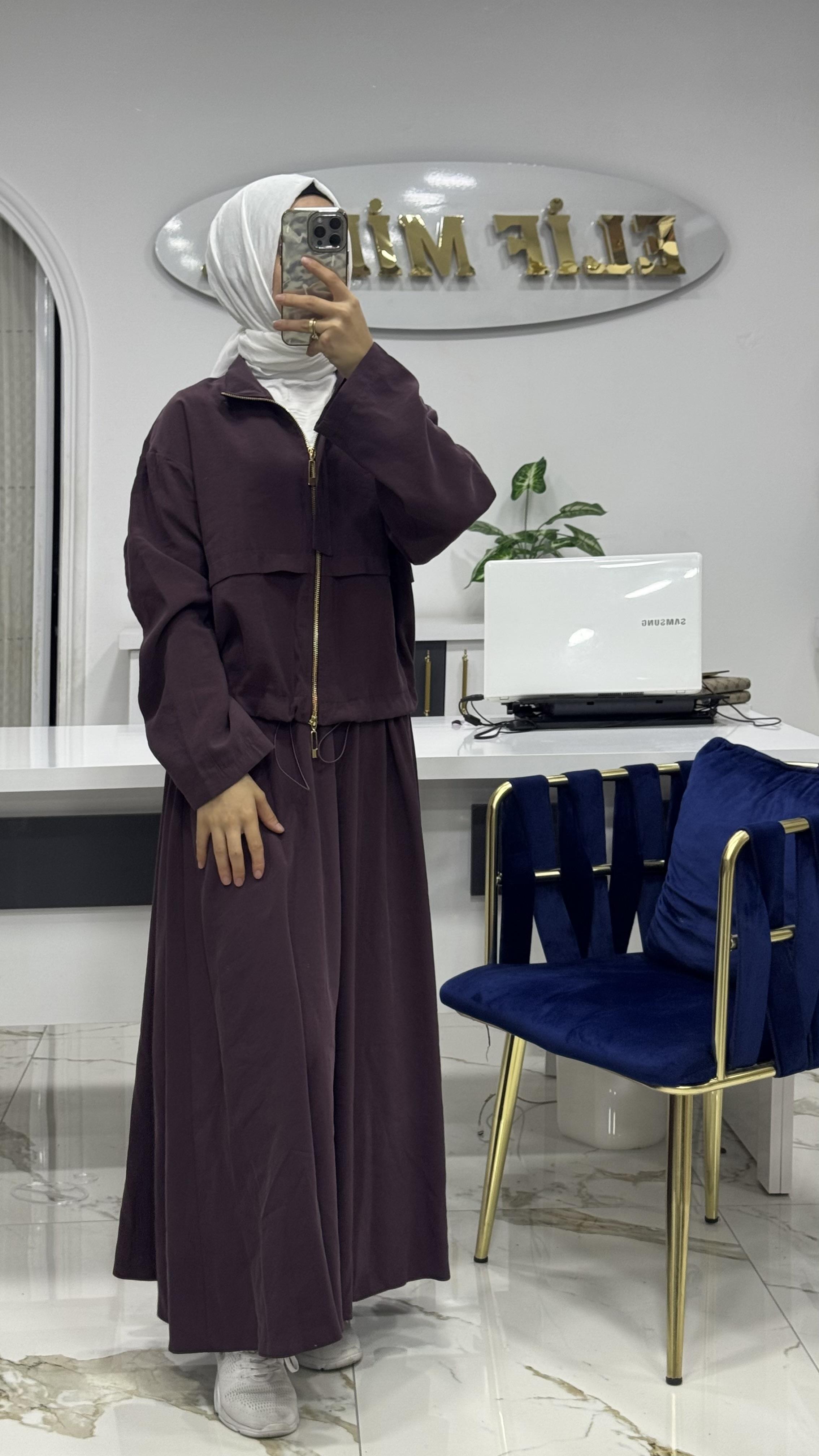 MARCHA CEKETLİ ETEKLİ TAKIM Mürdüm