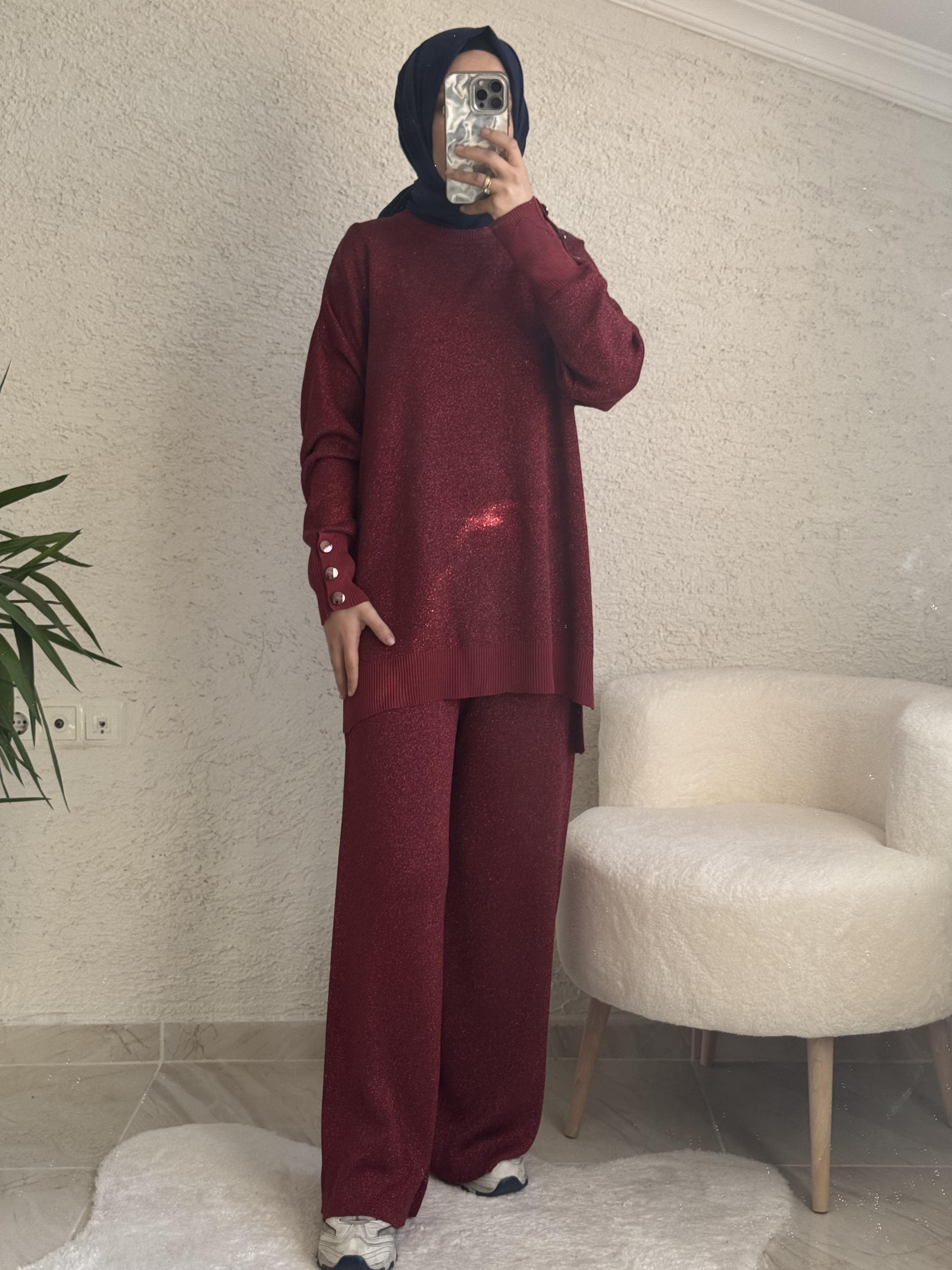 SİMLİ MERSERİZE TAKIM BORDO