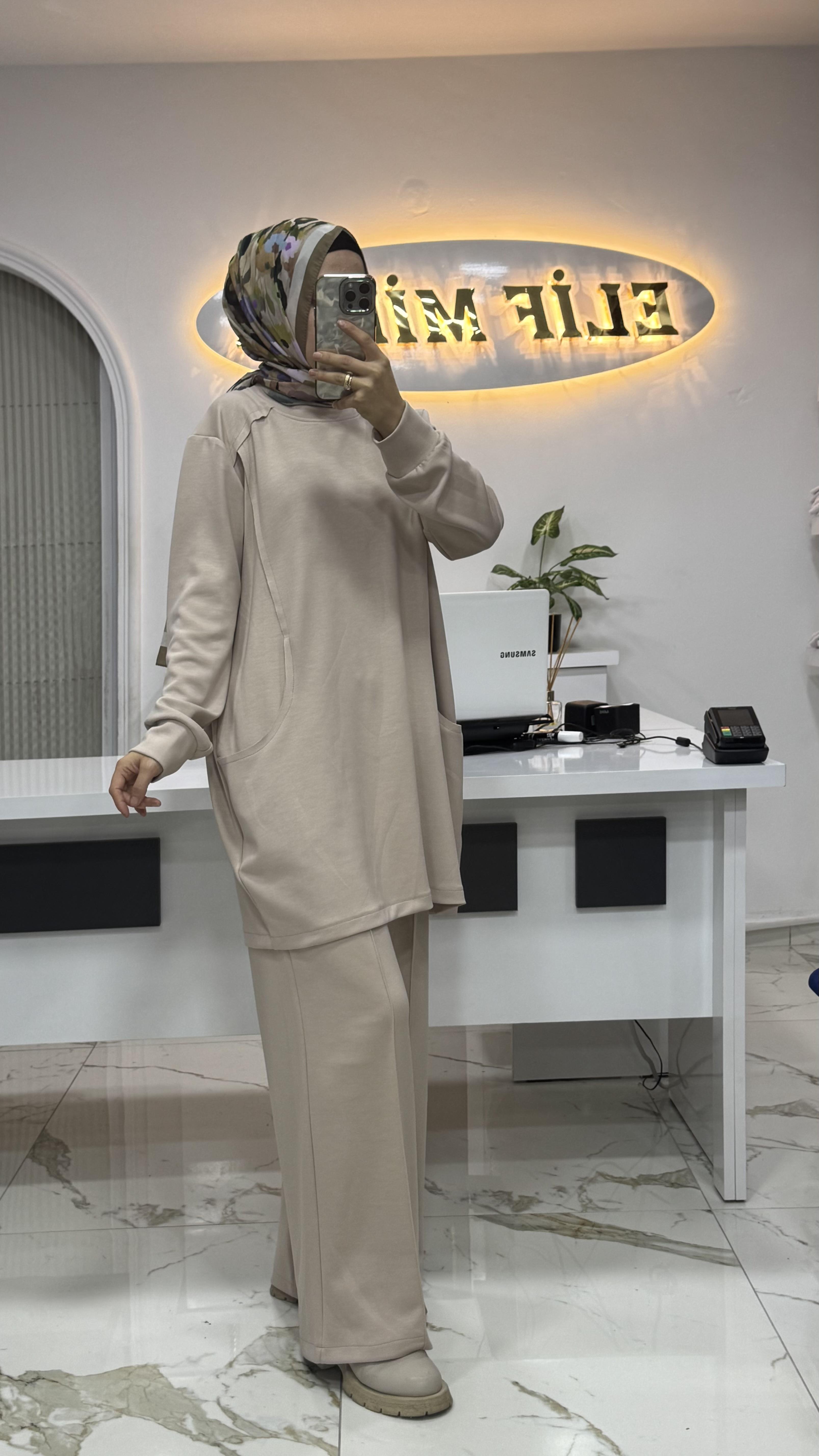 CEP DETAYLI OYSHO TAKIM KREM