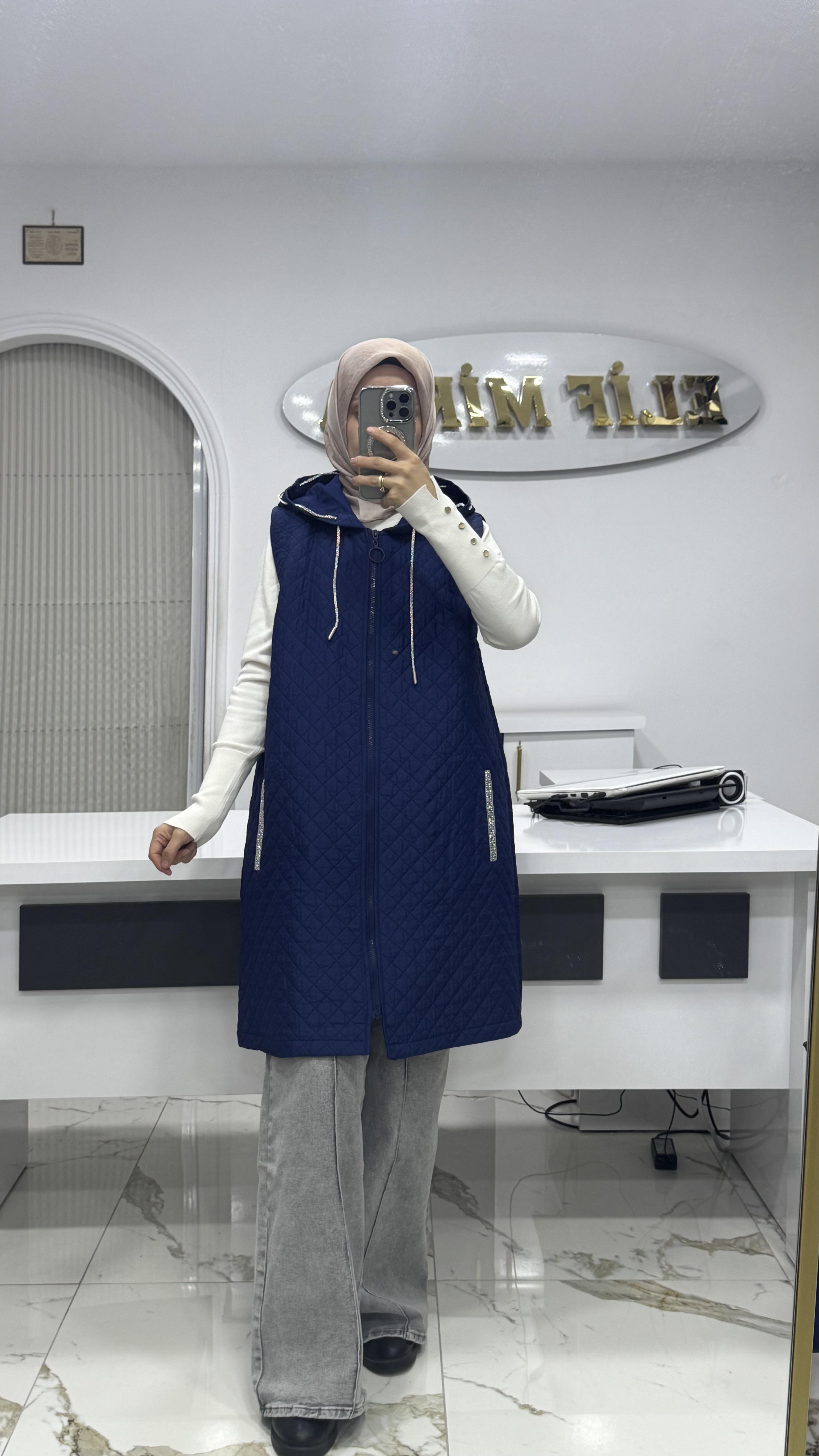 NOSHE KAPİTONE YELEK MAVİ