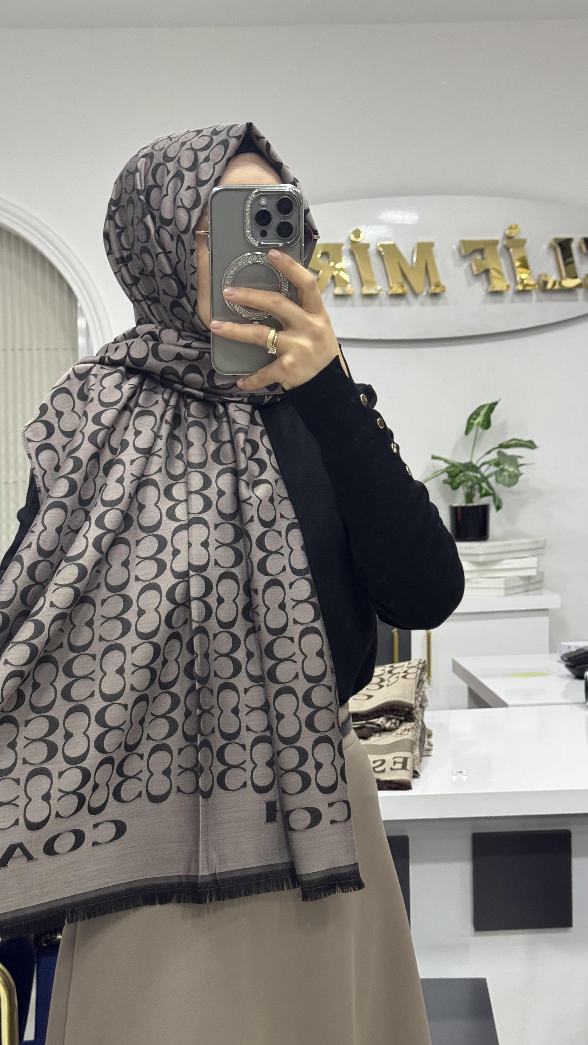 Coacha desen çift taraflı şal