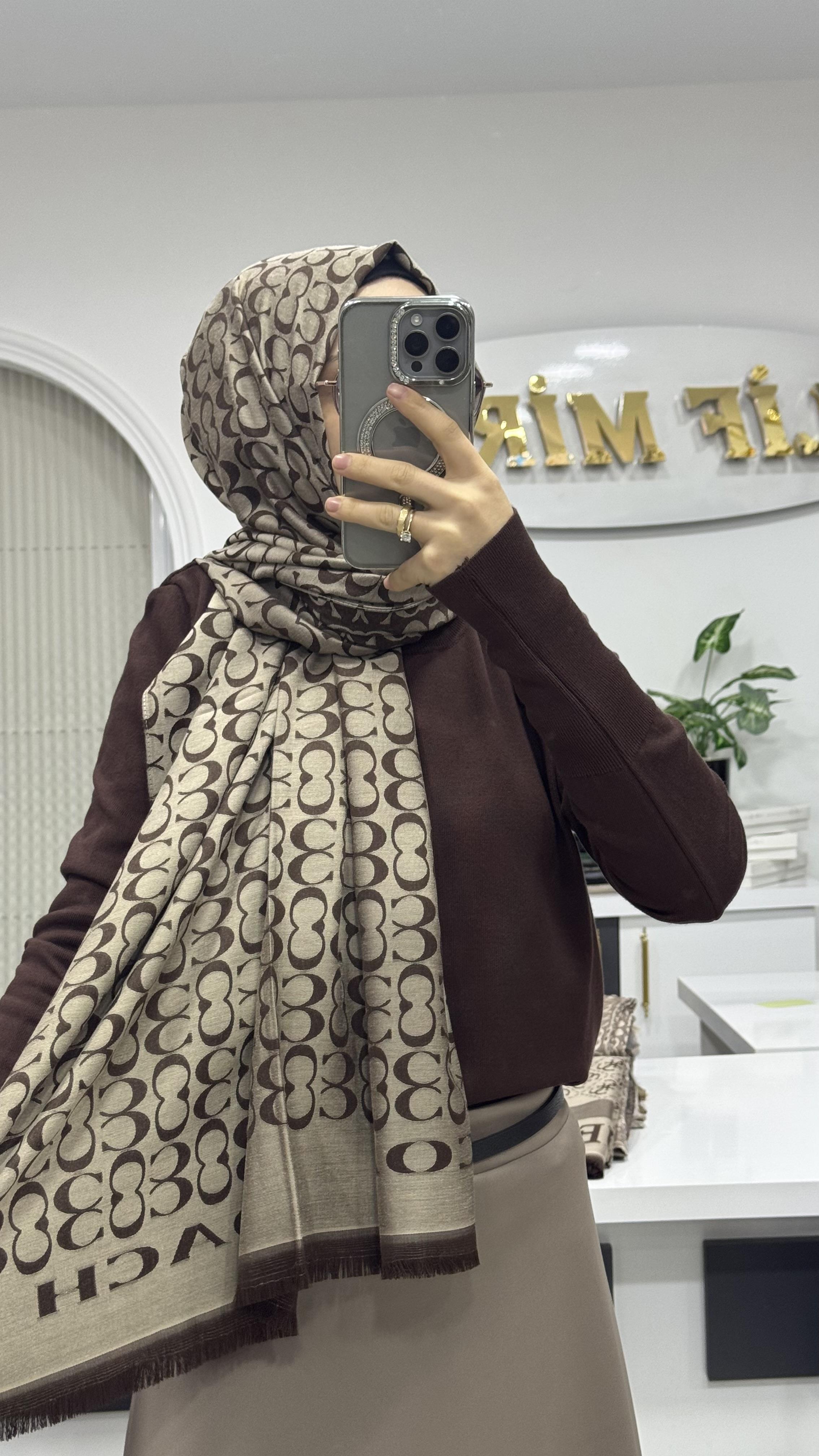 Coacha desen çift taraflı şal