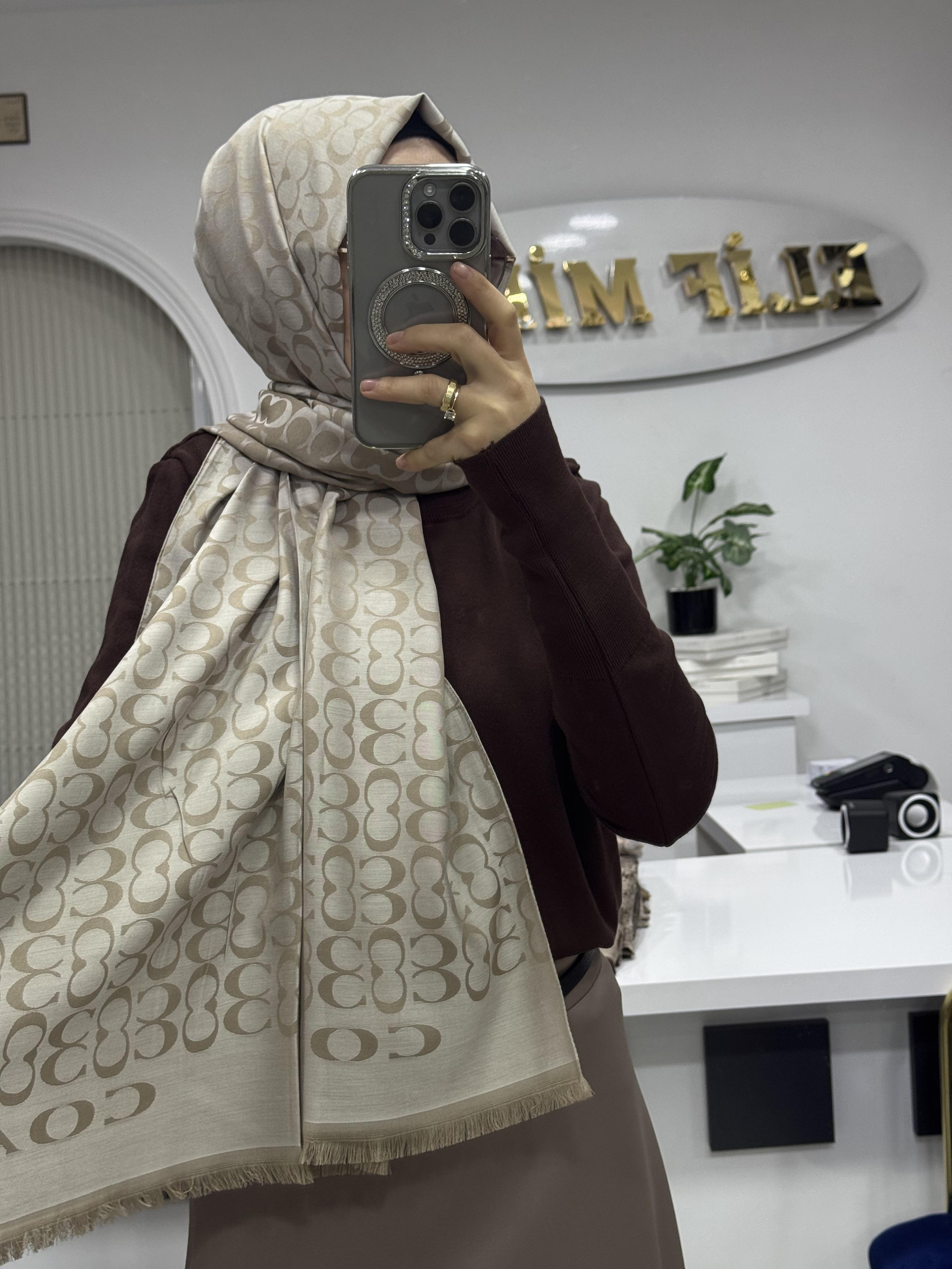 Coacha desen çift taraflı şal