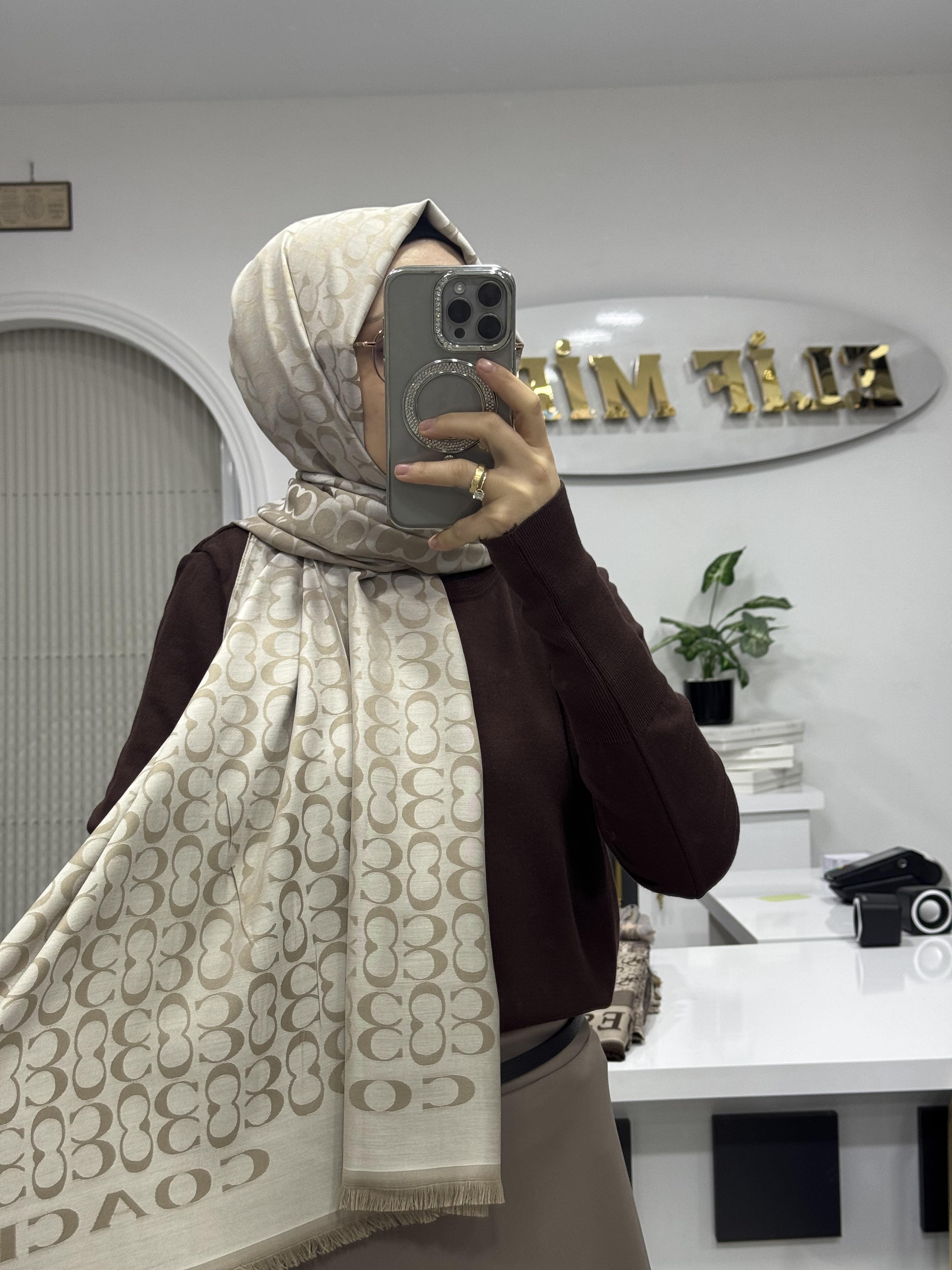 Coacha desen çift taraflı şal