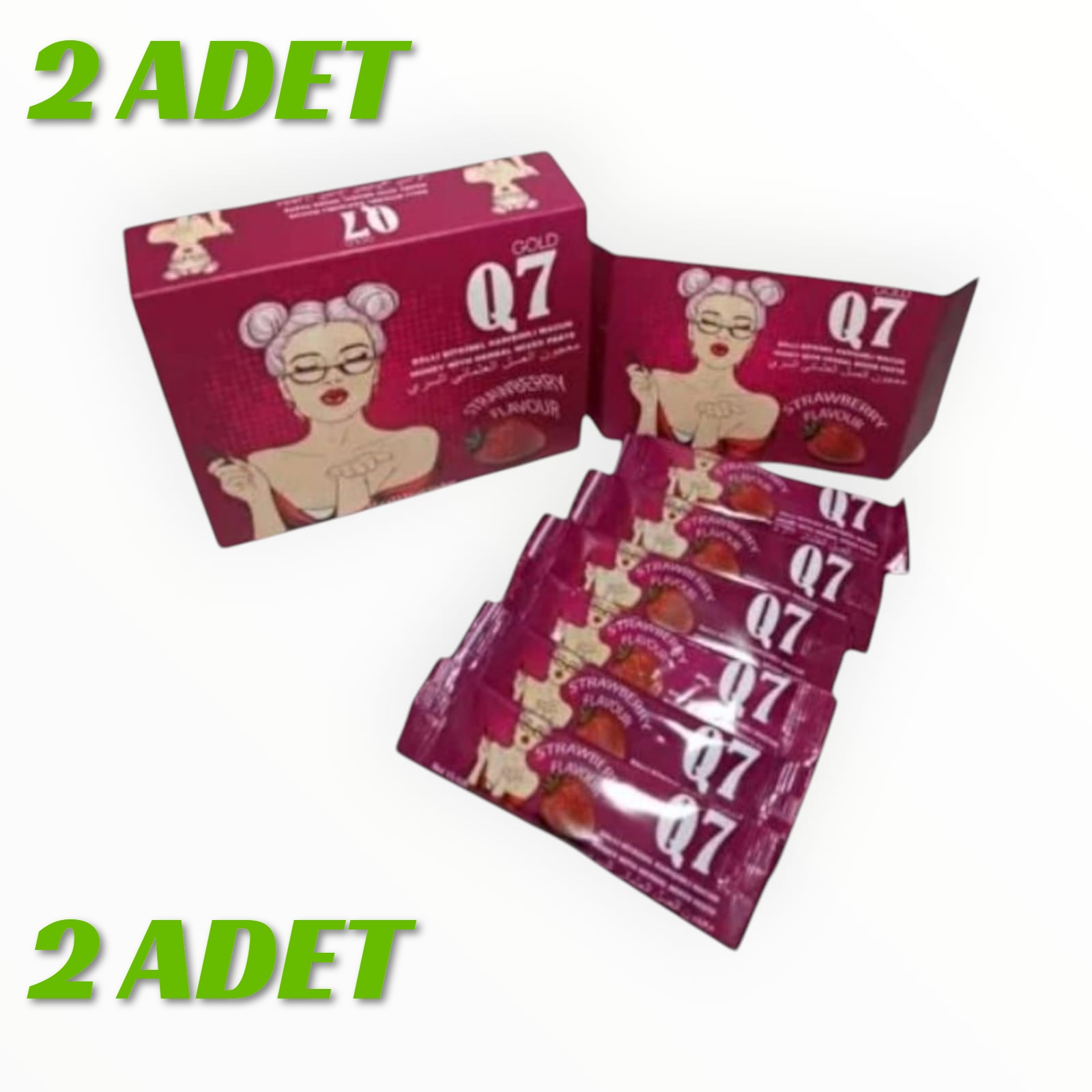 Q7 BAL BAYANLARA ÖZEL ÇİLEKLİ STİCK BALLI MACUN 12 li  2 ADET