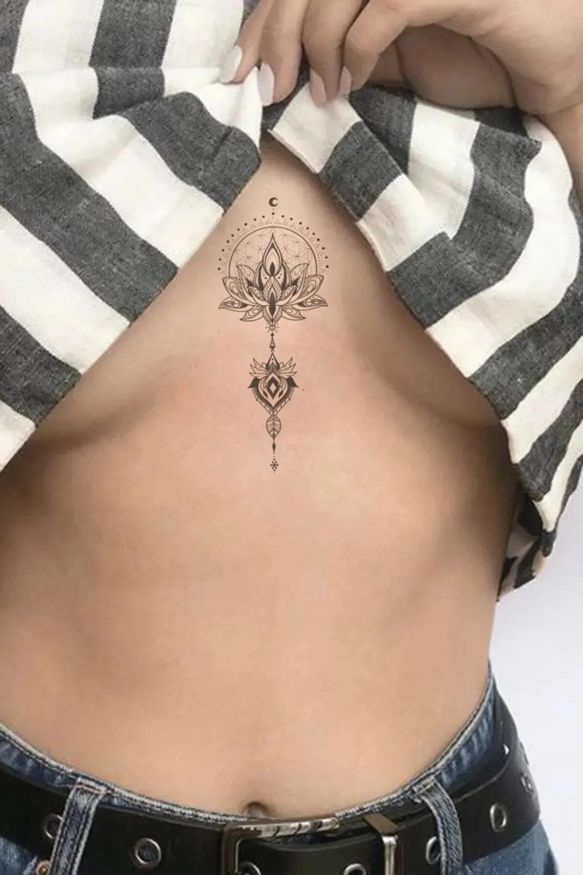 Lotus Çiçeği Göğüs Arası, Bilek, Kol, Bacak Geçici Dövme, Tattoo