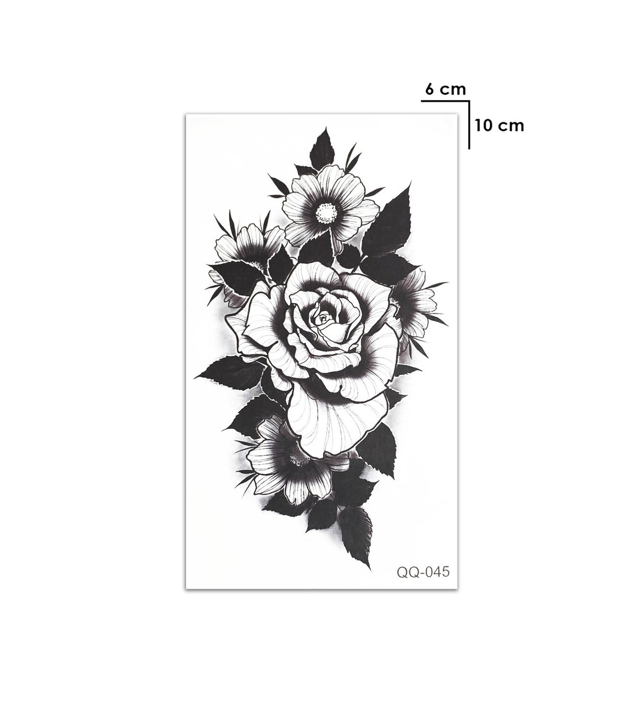Siyah Gül Dövmesi Ense, Göğüs, Bilek, Kol, Bacak, Boyun, Sırt Geçici Dövme, Tattoo