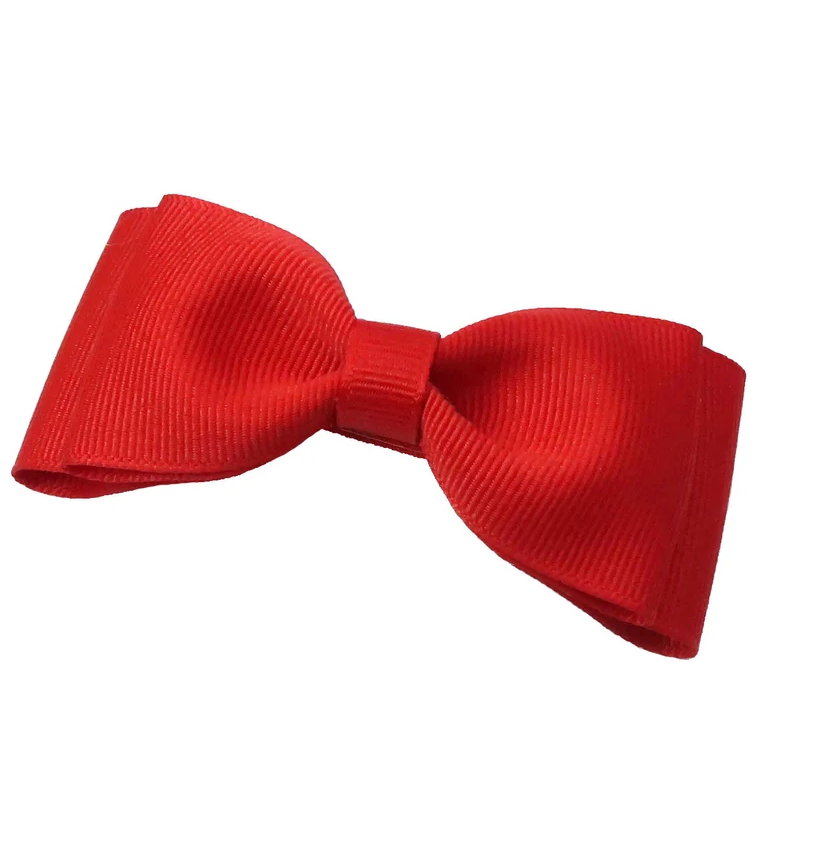 Kırmızı Çift Katlı Kurdele Fiyonk Çocuk Tokası - Klipsli Model - 2 Li Set