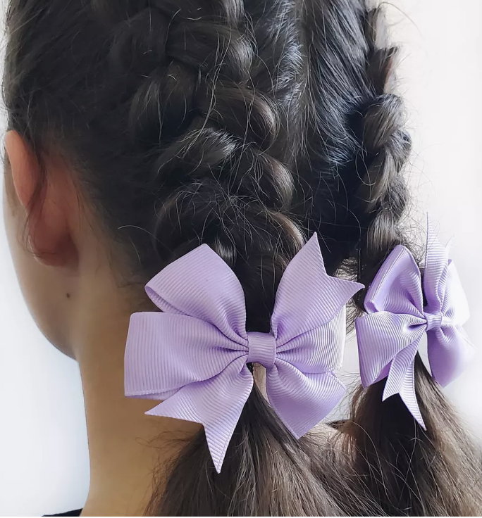 Lila Kurdele Klipsli Çocuk ve Bebek Tokası 2 'Li Set