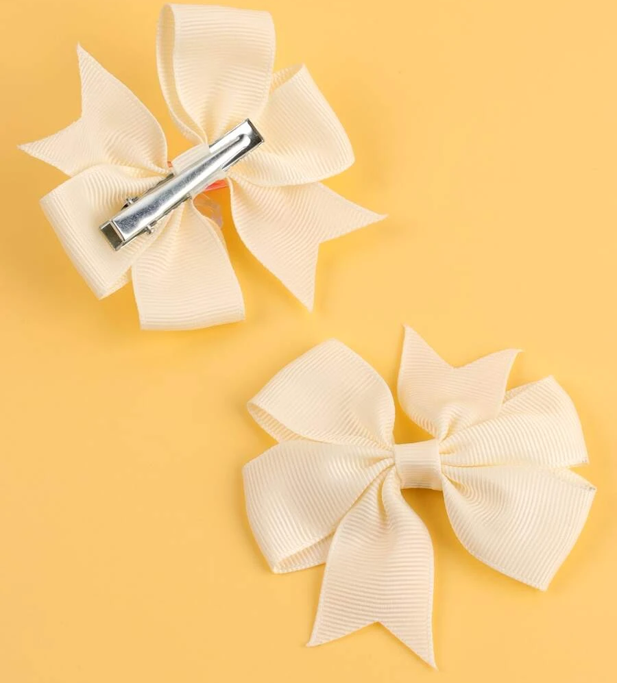 Krem Kurdele Klipsli Çocuk ve Bebek Tokası 2 'Li Set