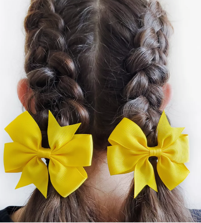 Sarı Kurdele Klipsli Çocuk ve Bebek Tokası 2 'Li Set