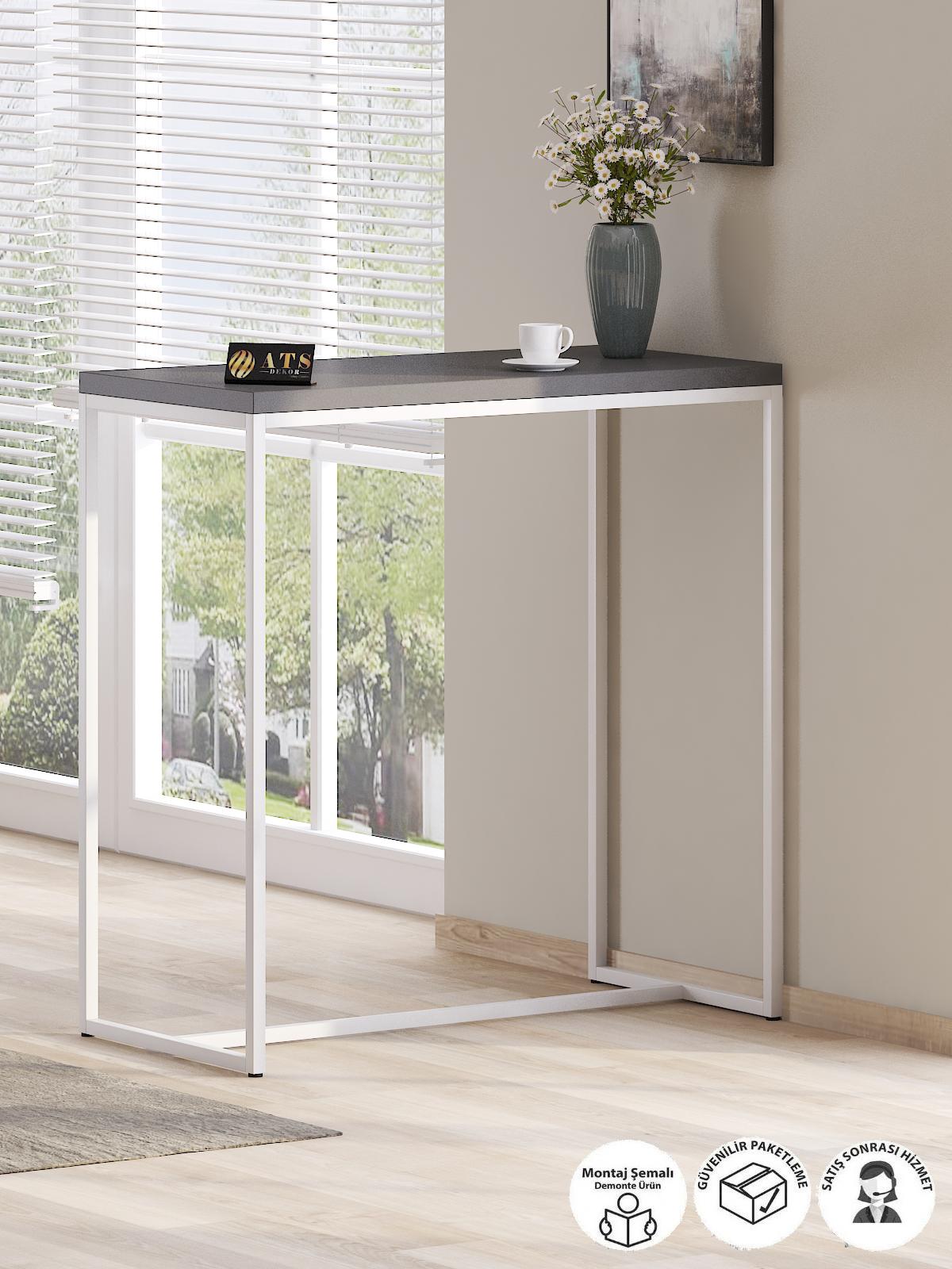 Bar Masası & Mutfak Adası Beyaz Antrasit