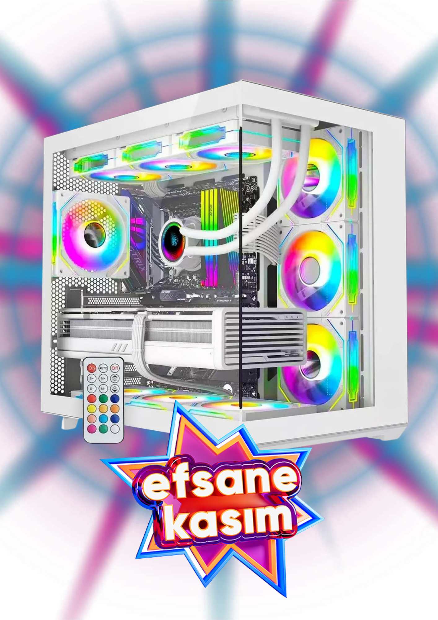 AMD RYZEN 7 7800X3D-RTX 5080-32 GBRAM-1 TB M2 SSD-360 MM SIVI SOĞUTMA-BEYAZ AKVARYUM KASA