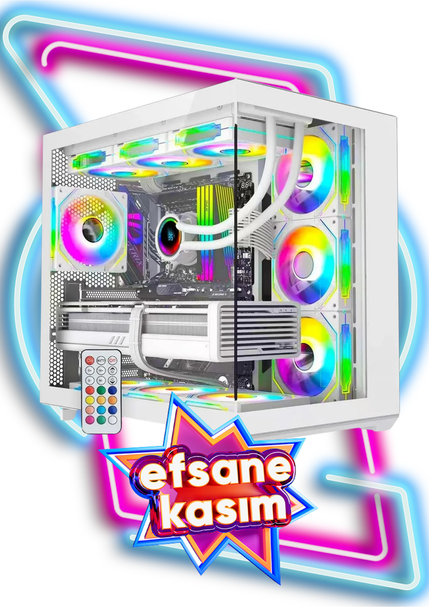 AMD RYZEN 7 7800X3D-RTX 5070 Tİ 16 GB-32 GB RAM-1 TB M2 SSD-360 MM SIVI SOĞUTMA-BEYAZ AKVARYUM KASA